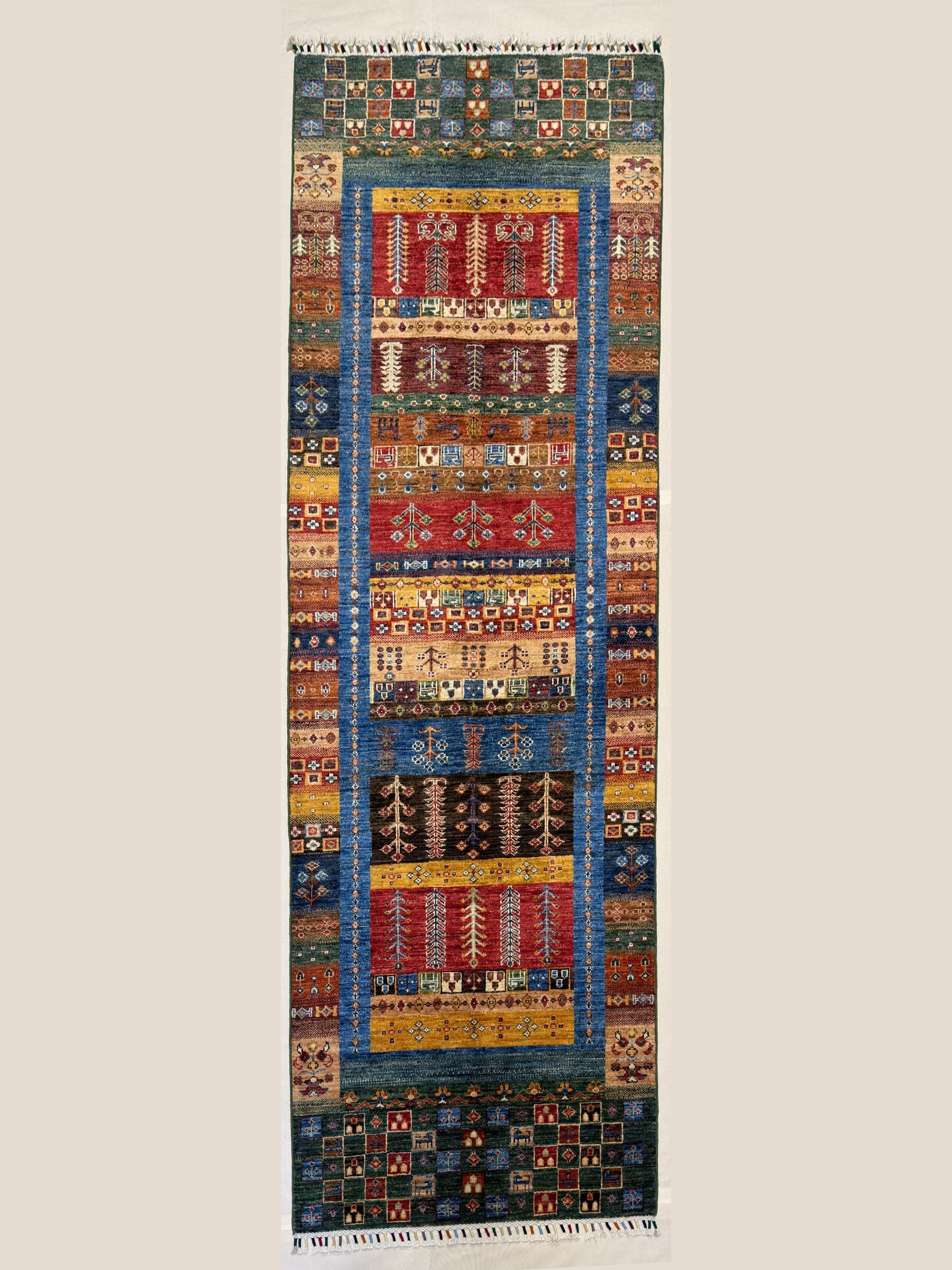 Red Red Gabbeh Hand-Knotted Wool Runner
