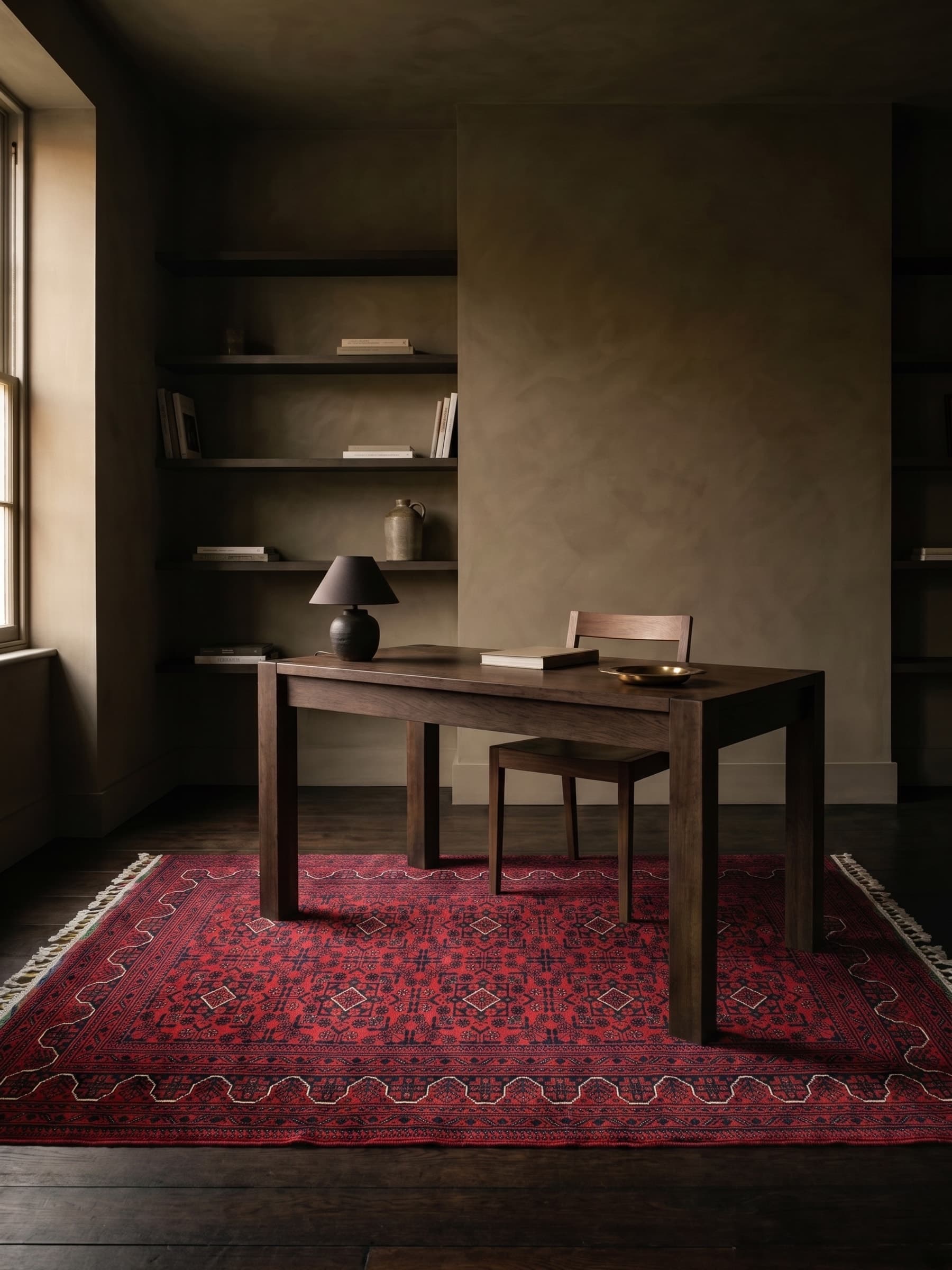Red Khamyab Hand-Knotted Wool Rug — Room view