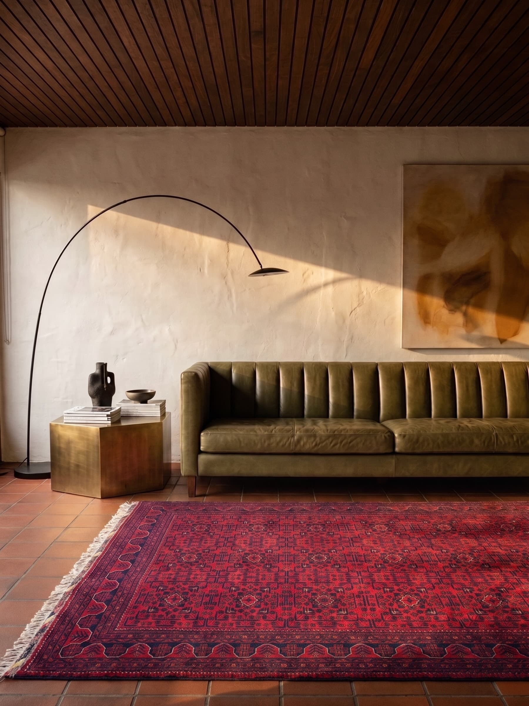 Red Khamyab Hand-Knotted Wool Rug — Room view