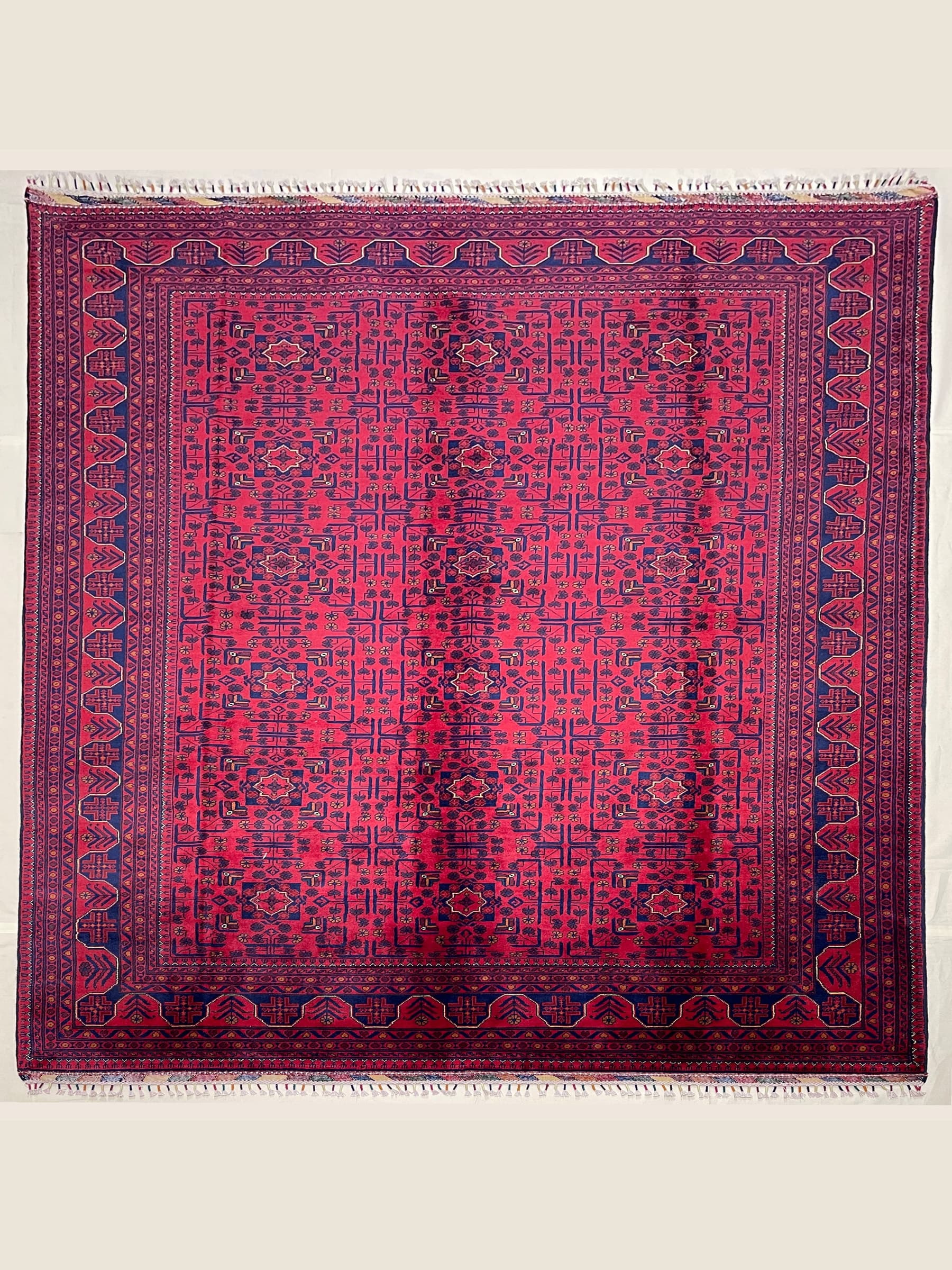 Red Khamyab Hand-Knotted Wool Rug