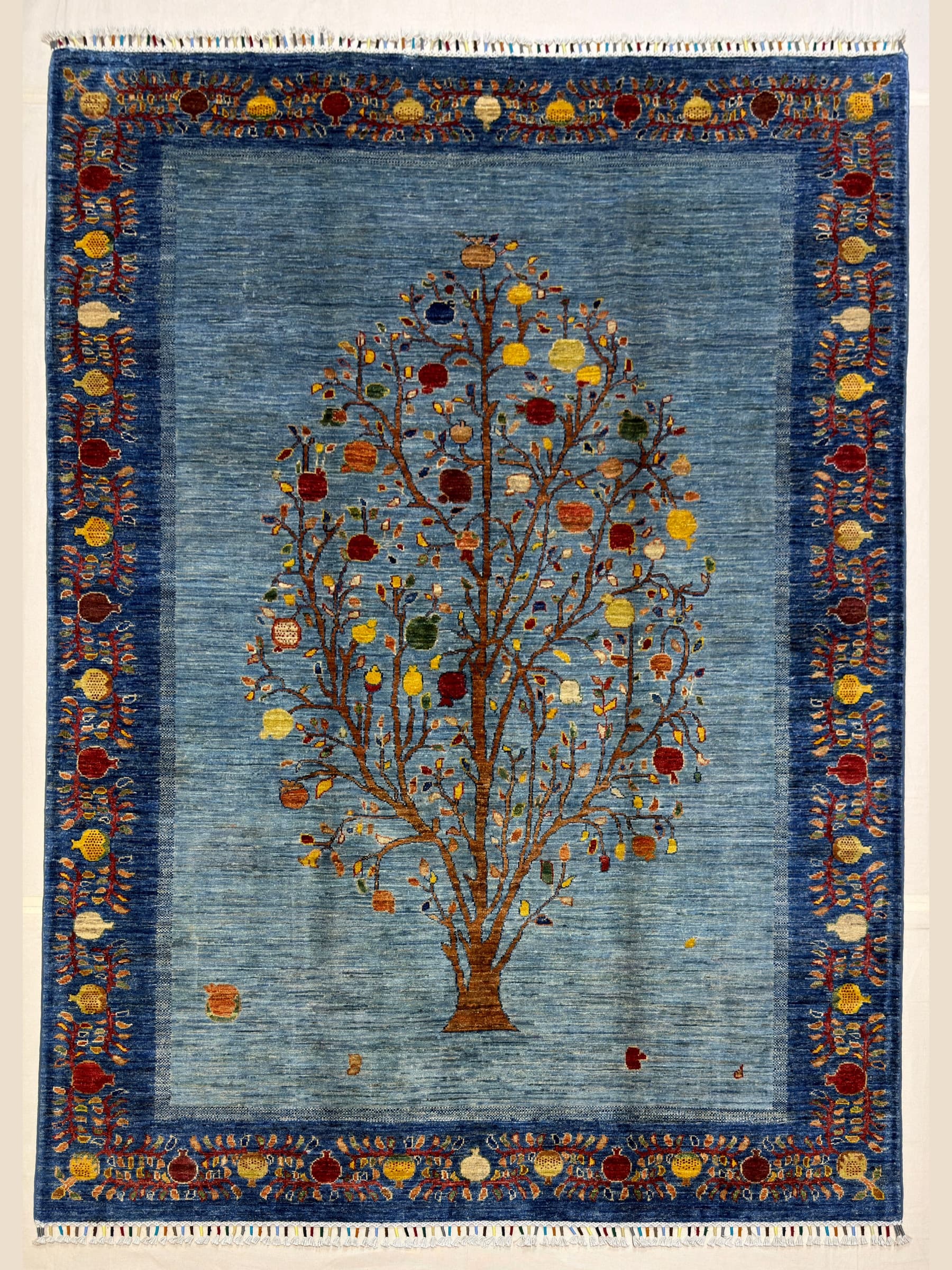 Navy Navy Tree of Life Hand-Knotted Wool Rug
