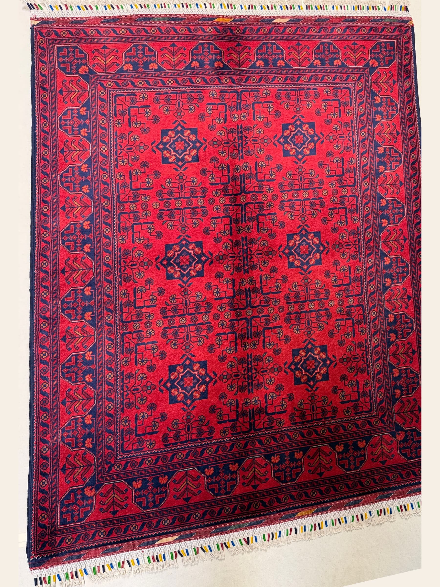Red Red Khamyab Hand-Knotted Wool Rug