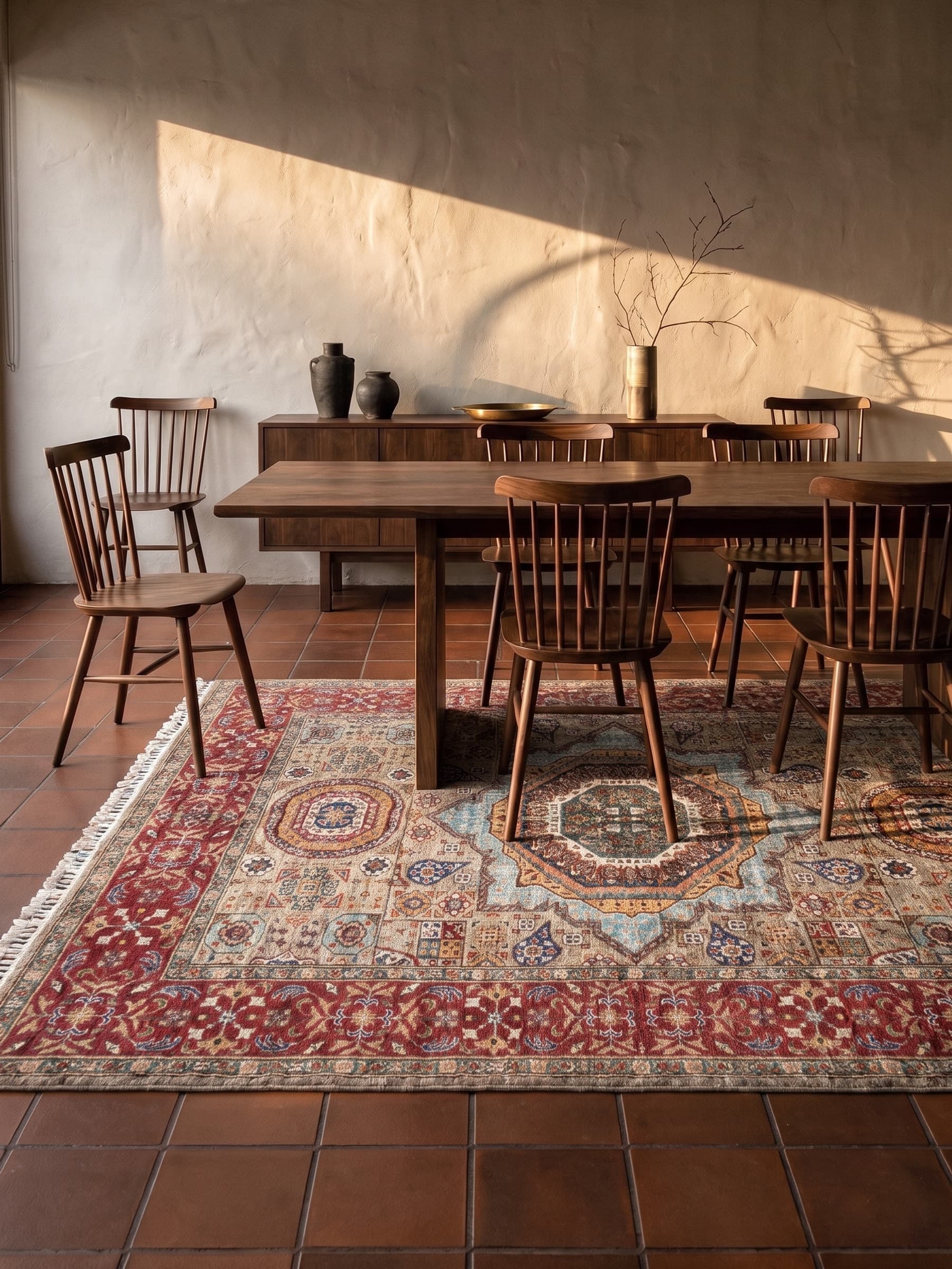 Grey Mamluk Hand-Knotted Wool Rug — Room view
