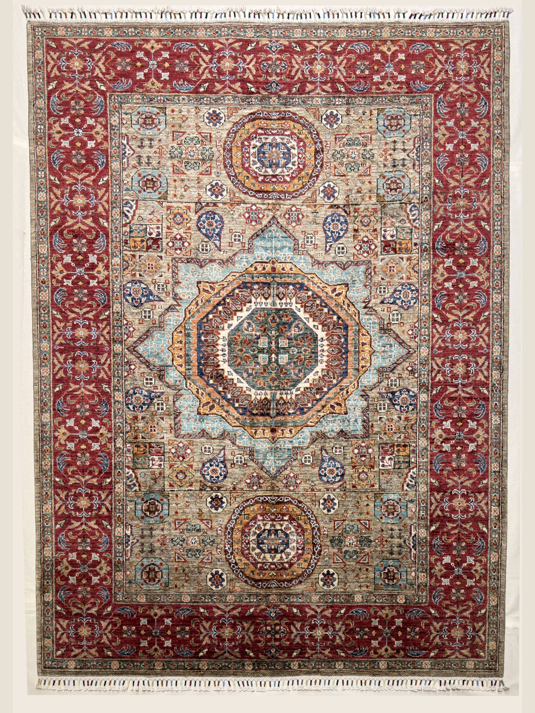 Grey Mamluk Hand-Knotted Wool Rug