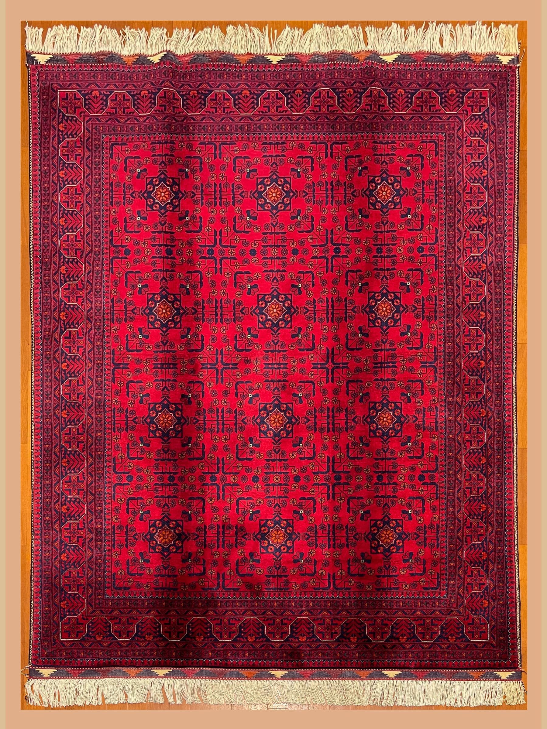 Red Red Beljik Hand-Knotted Wool Rug