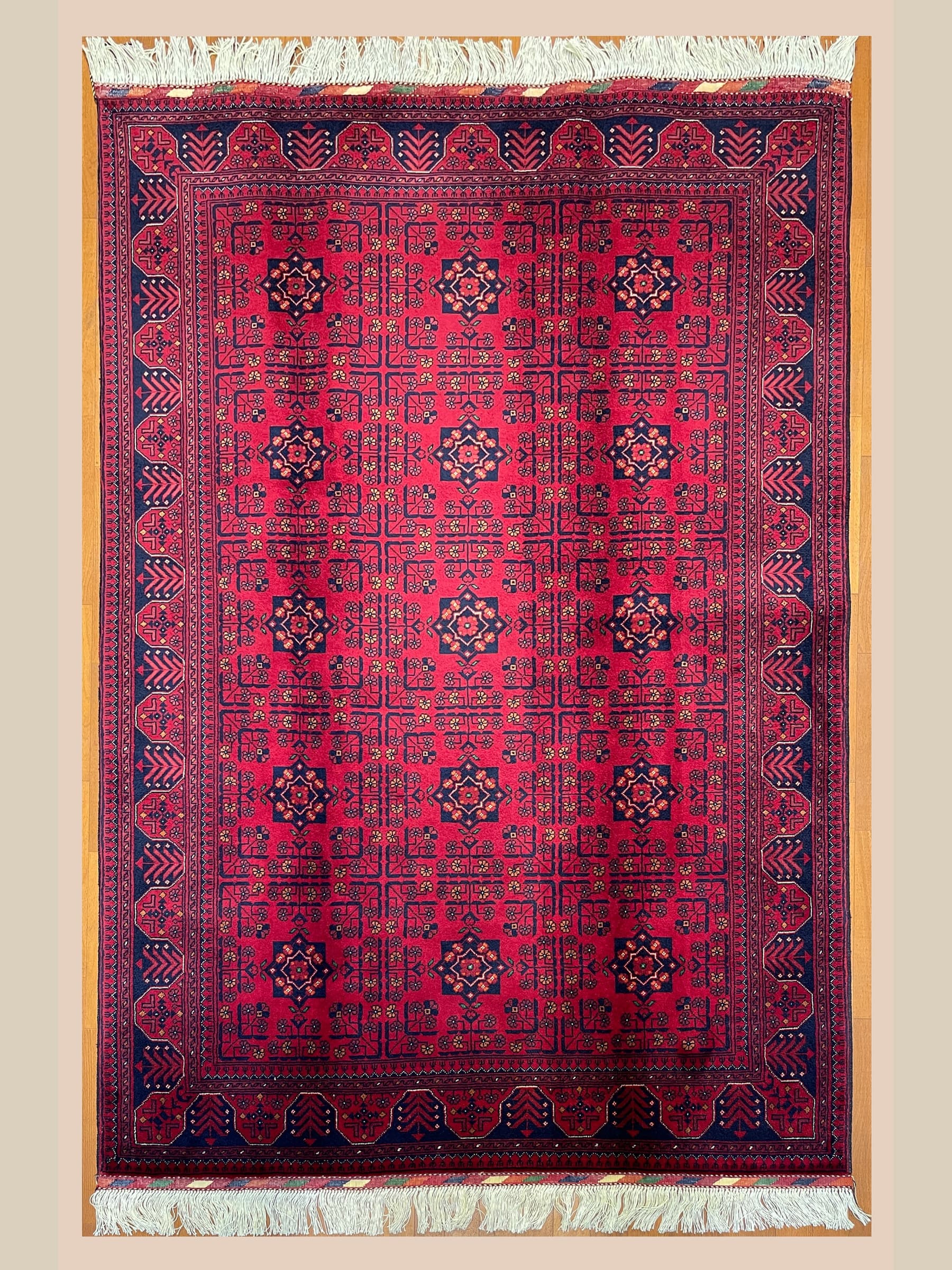 Red Red Beljik Hand-Knotted Wool Rug