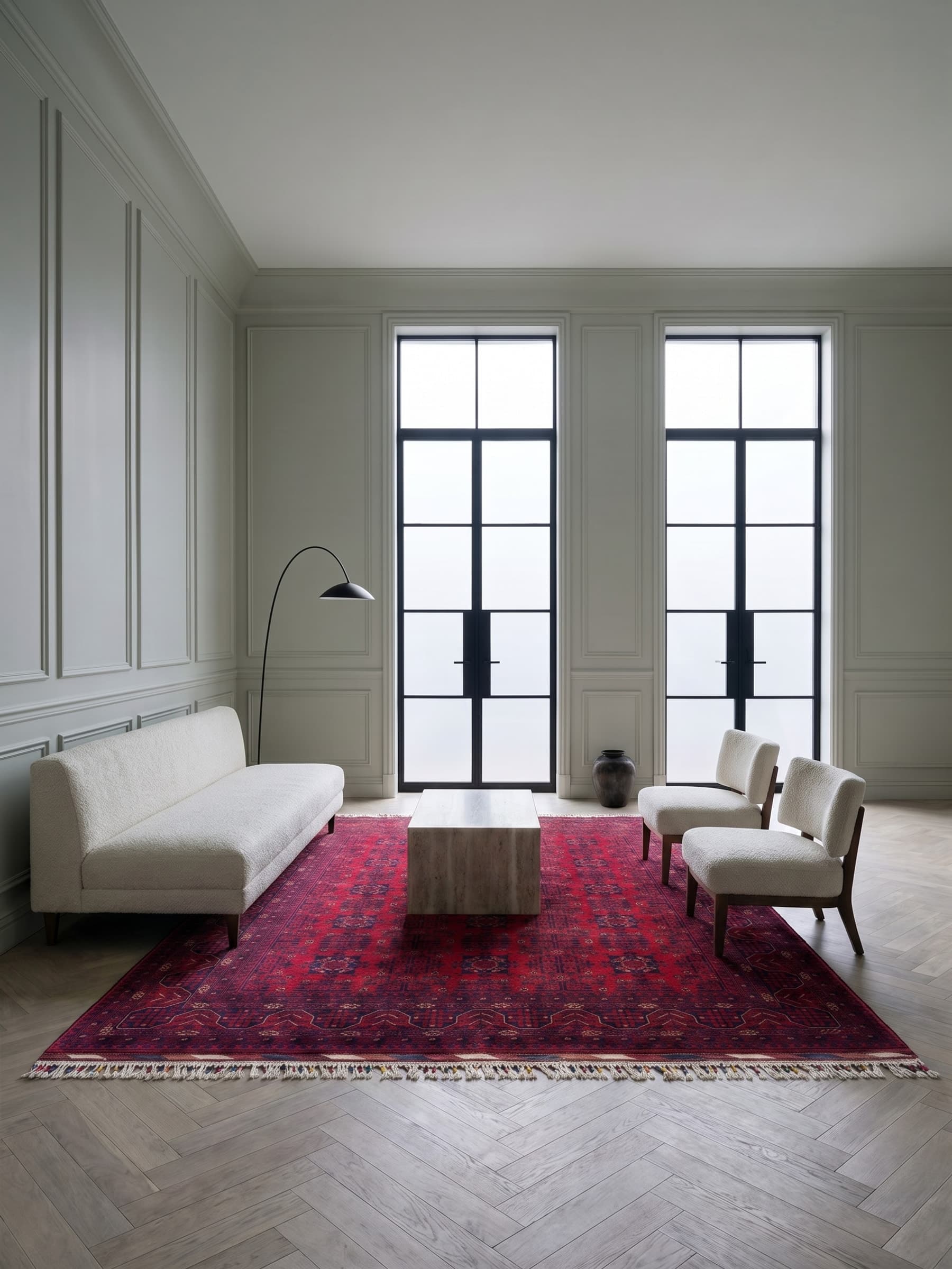 Red Beljik Hand-Knotted Wool Rug — Room view