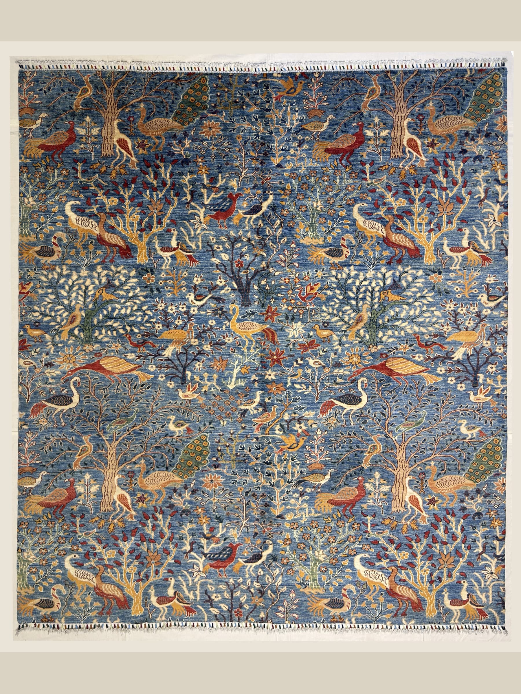 Navy Navy Tree of Life Hand-Knotted Wool Rug