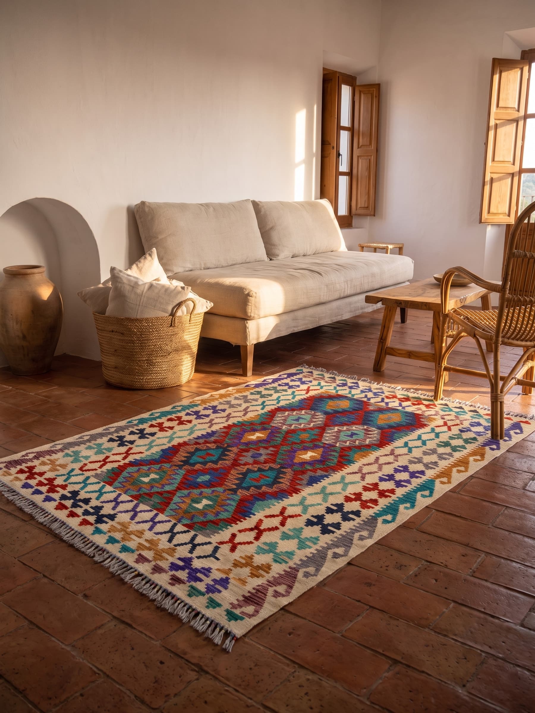 Kırmızı Yün Kilim — Oda görünümü