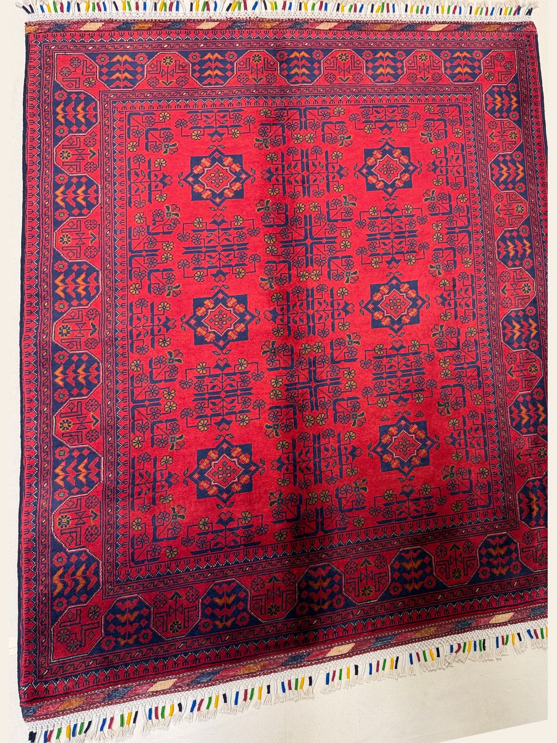 Red Red Khamyab Hand-Knotted Wool Rug