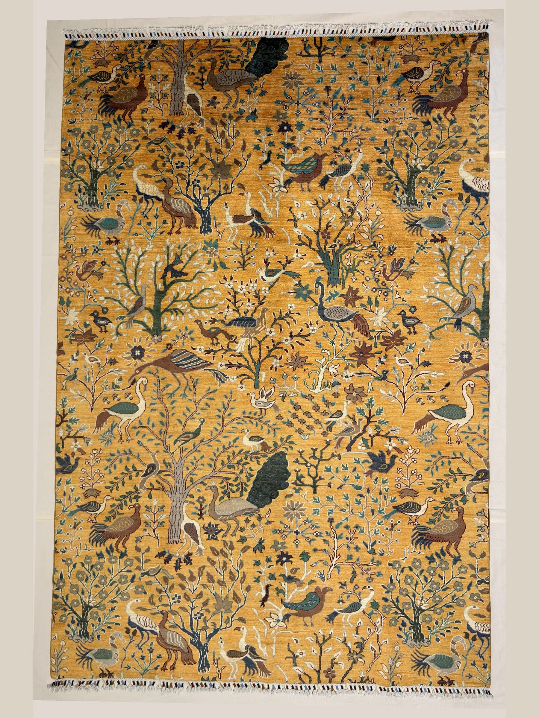 Gold Gold Tree of Life Hand-Knotted Wool Rug