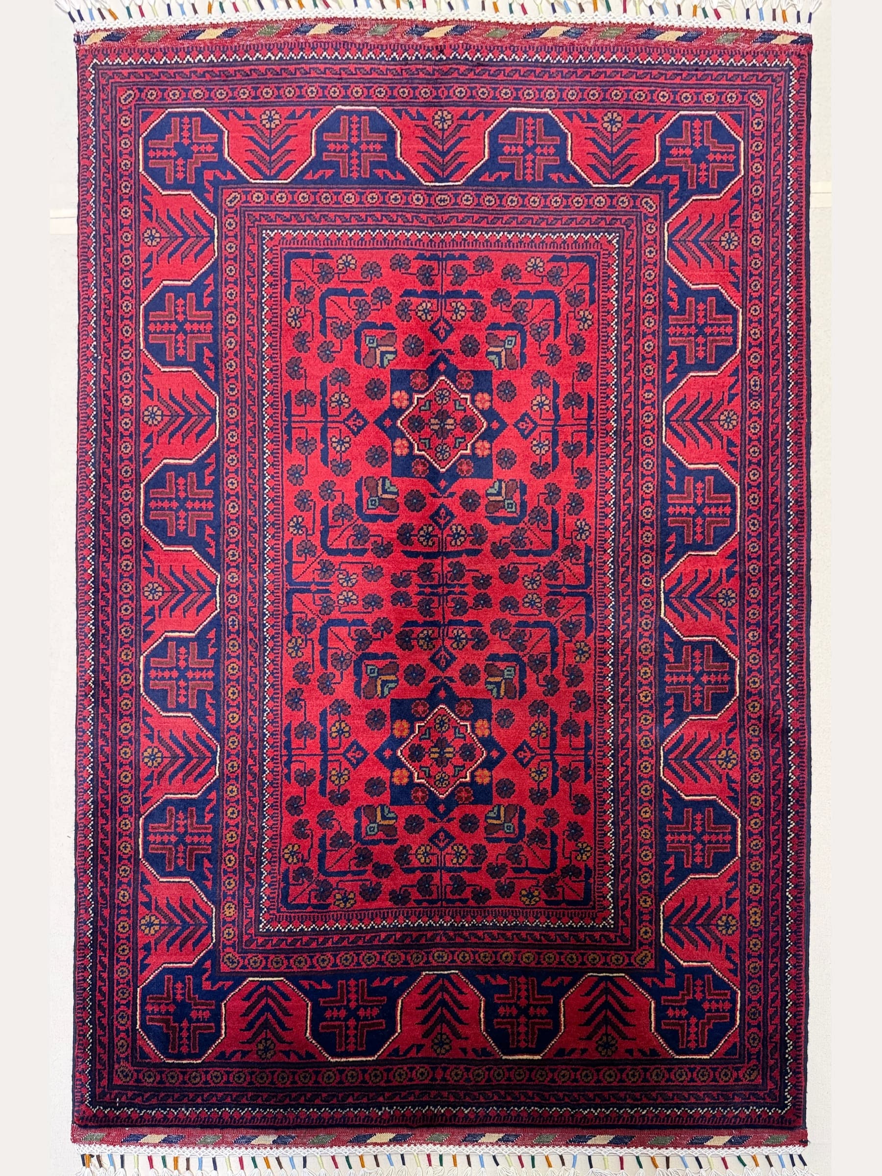 Red Khamyab Hand-Knotted Wool Rug