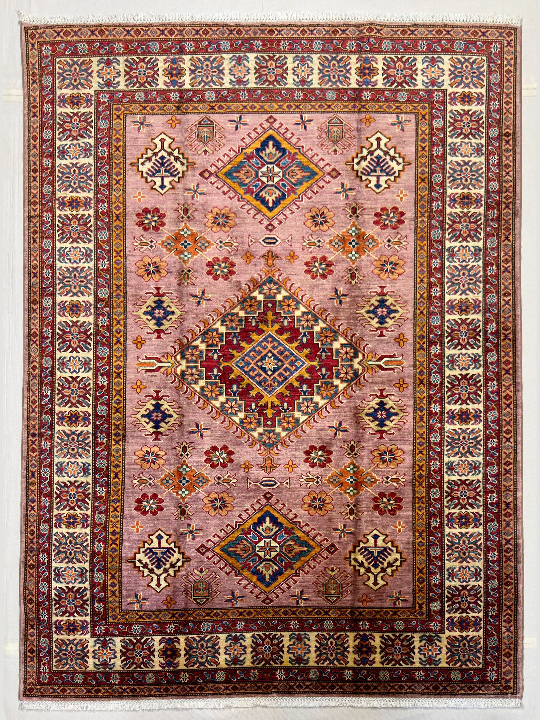 Red Red Turkmen Hand-Knotted Wool Rug