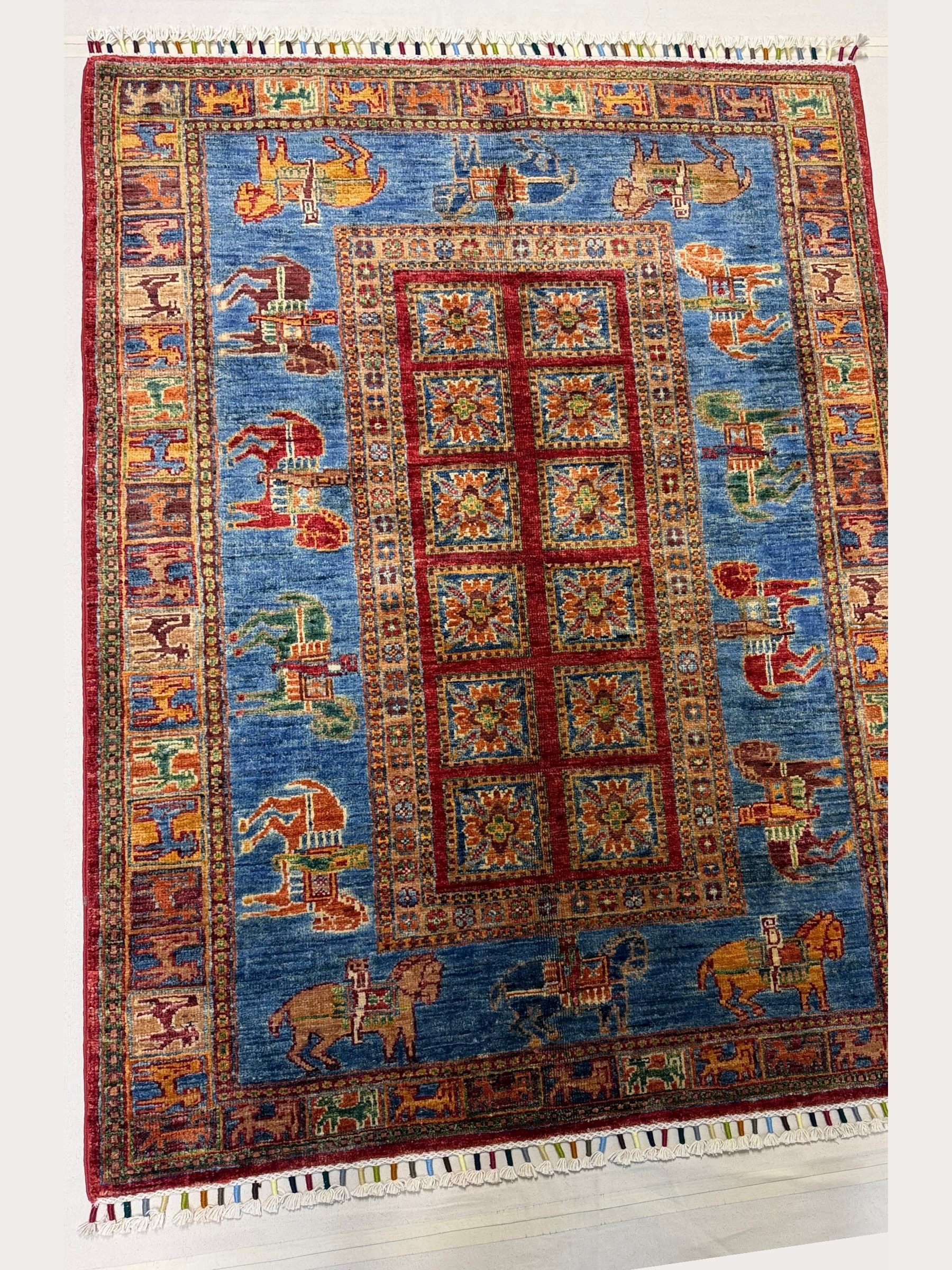 Navy Navy Pazyryk Hand-Knotted Wool Rug