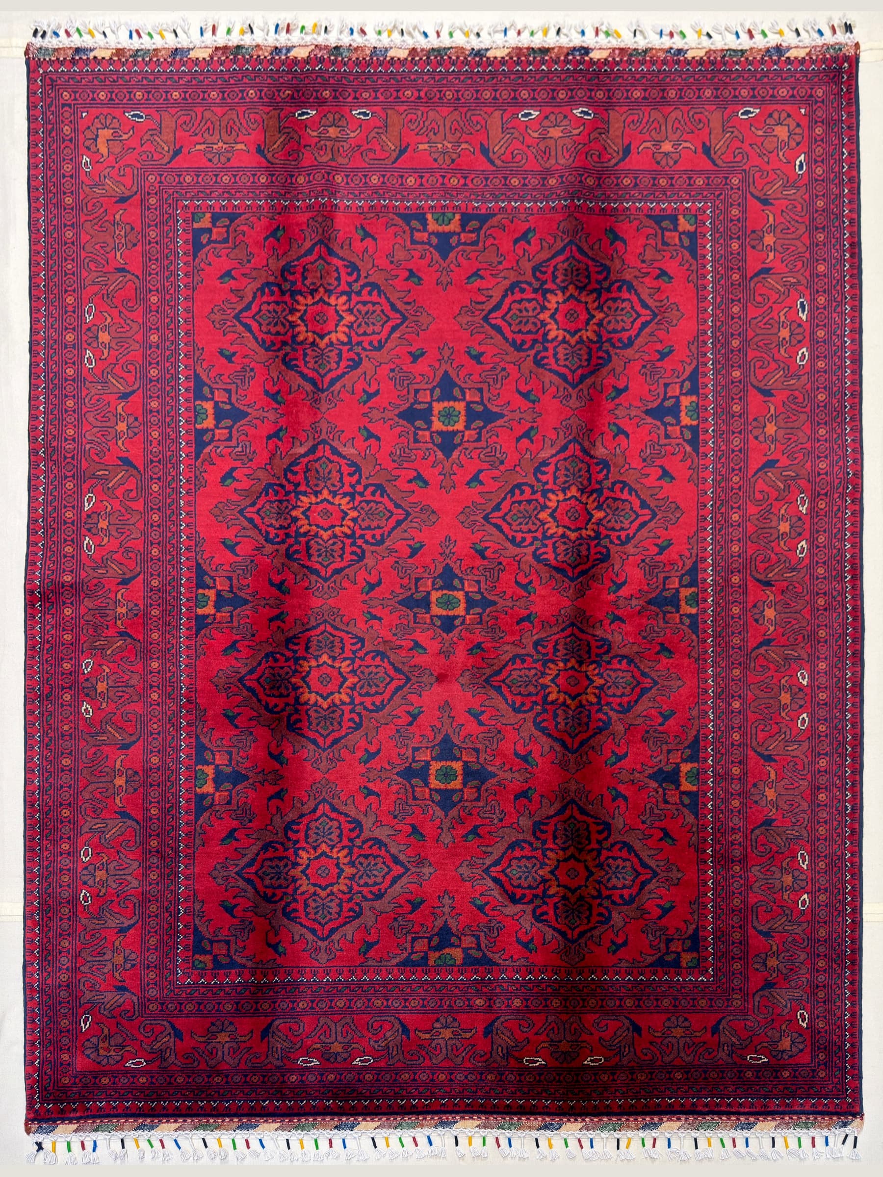Red Red Khamyab Hand-Knotted Wool Rug