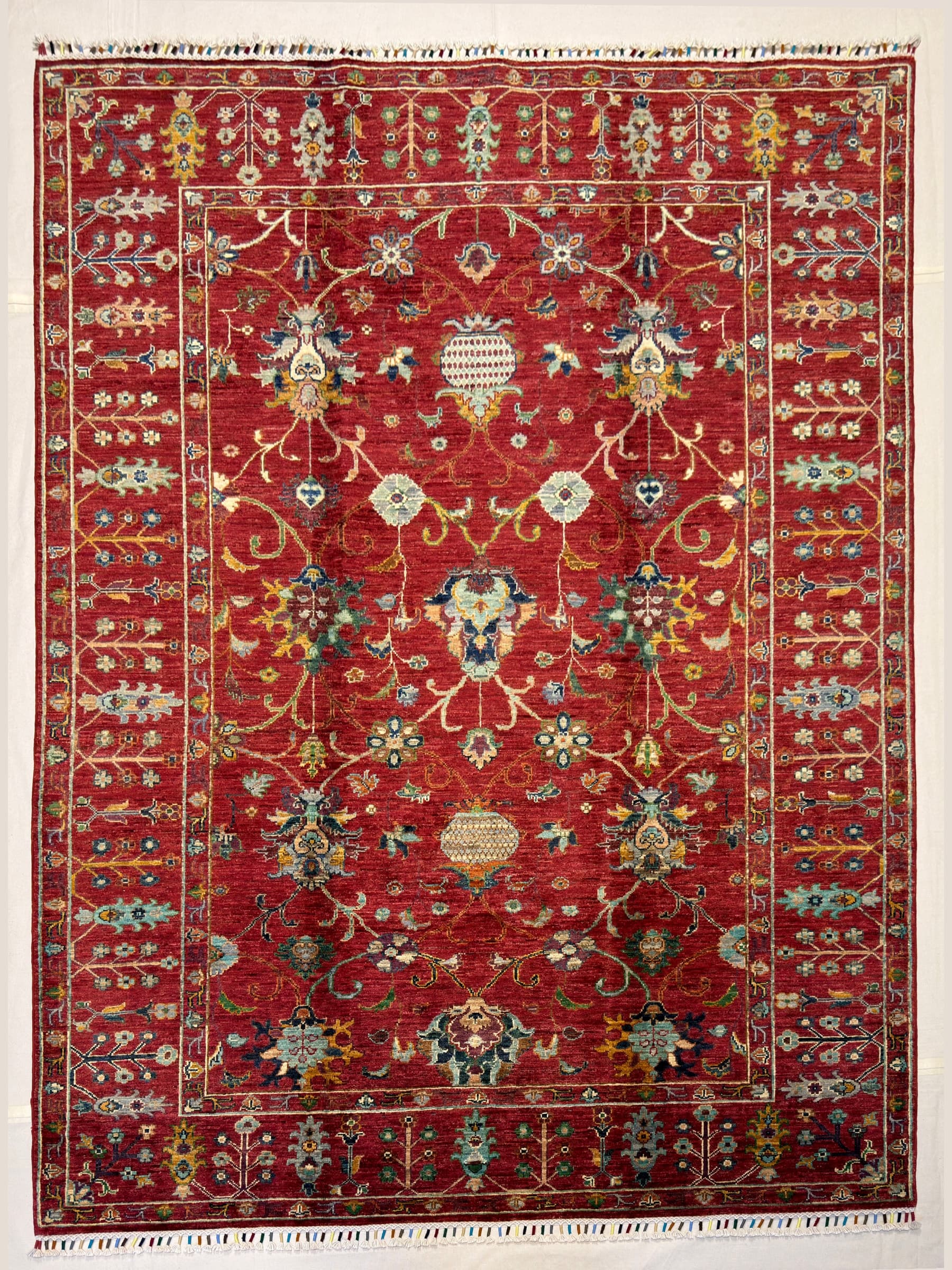 Red Red Ottoman Hand-Knotted Wool Rug