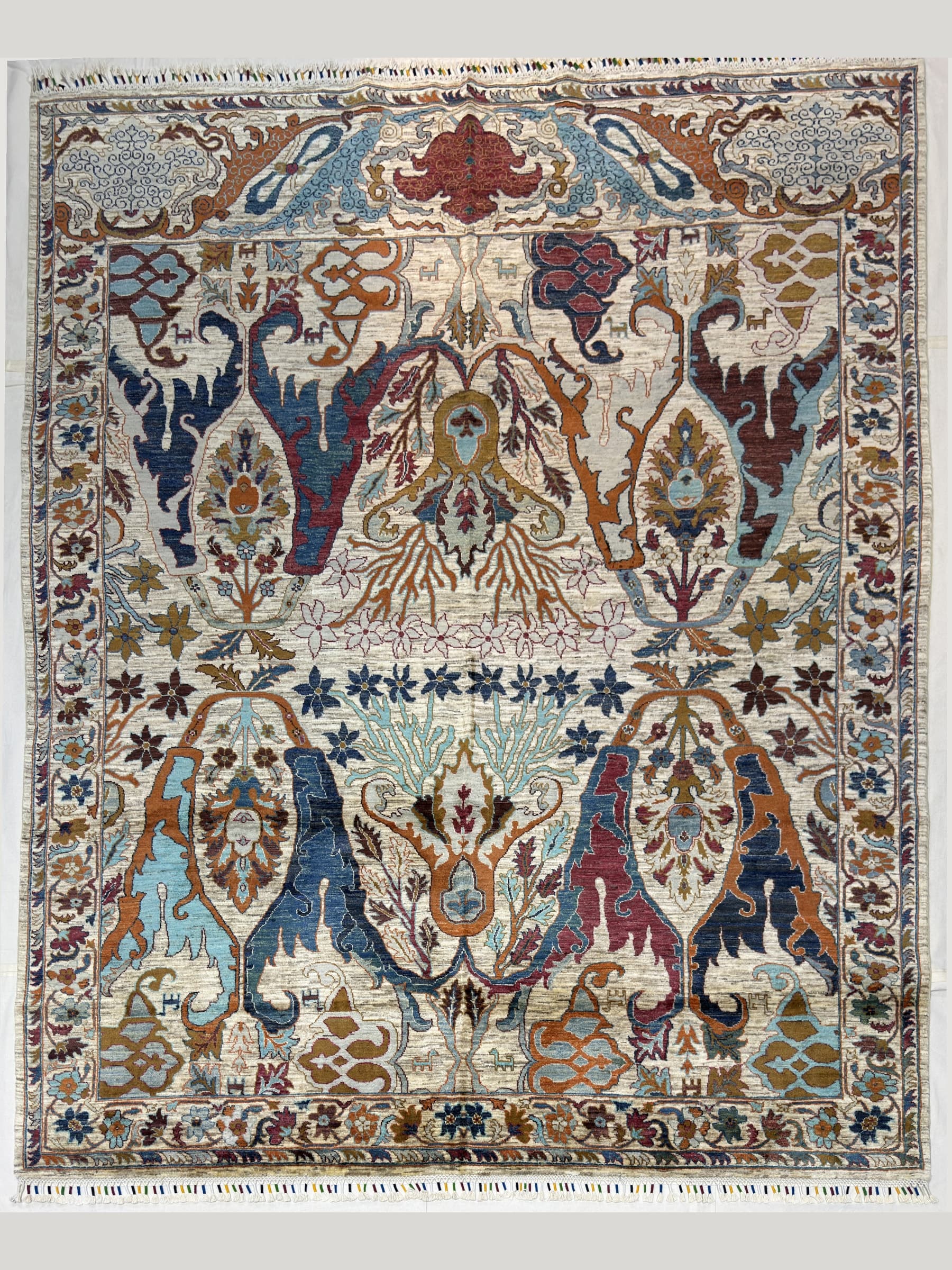 Ivory Afshan Hand-Knotted Wool Rug
