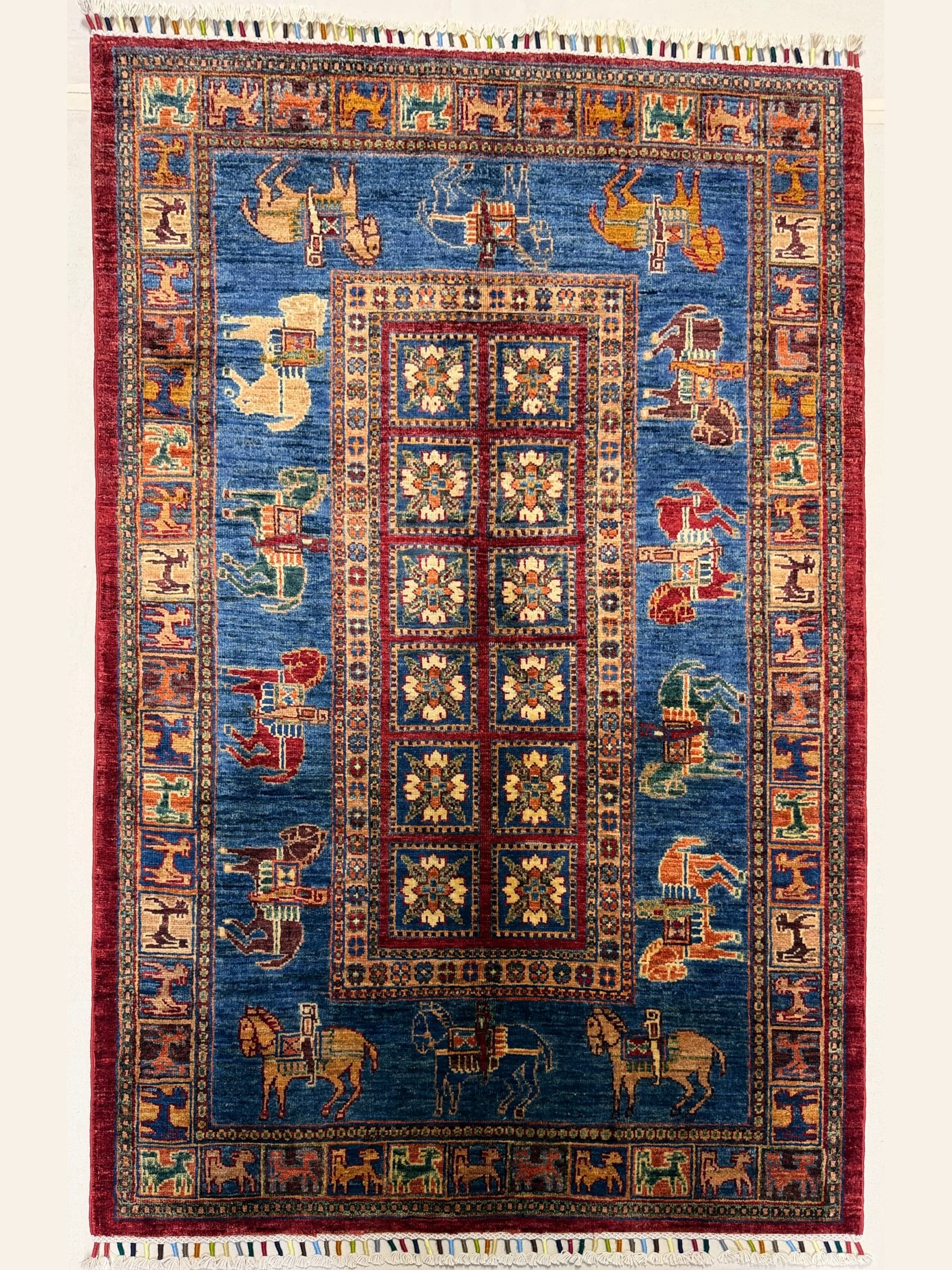 Navy Navy Pazyryk Hand-Knotted Wool Rug