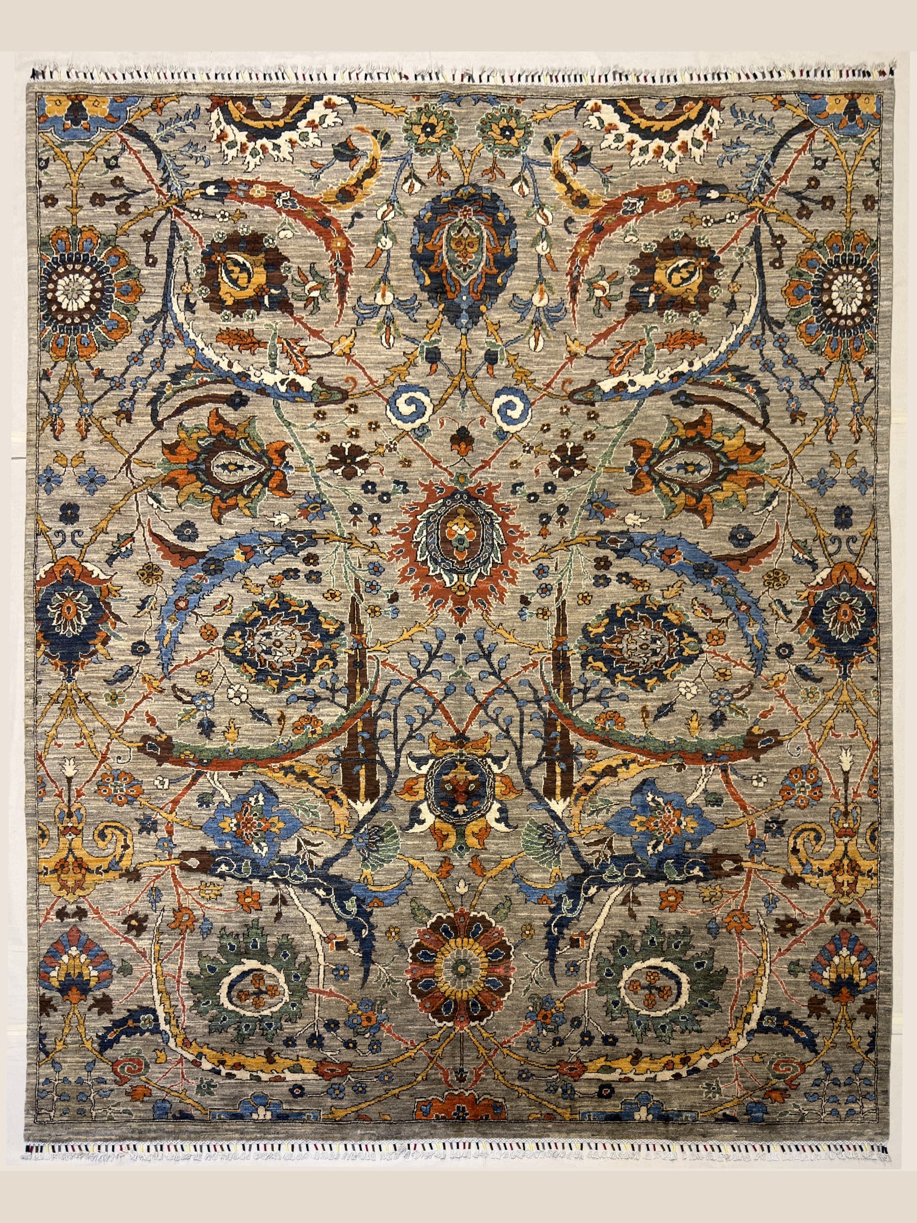 Beige Afshan Hand-Knotted Wool Rug