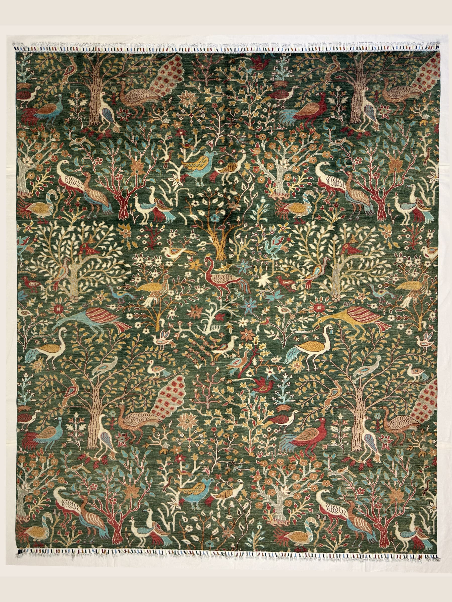 Green Tree of Life Hand-Knotted Wool Rug
