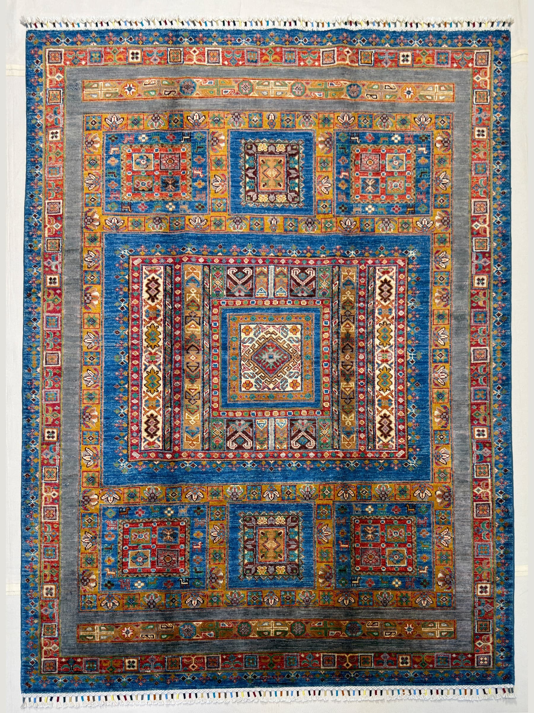 Navy Navy Turkmen Hand-Knotted Wool Rug
