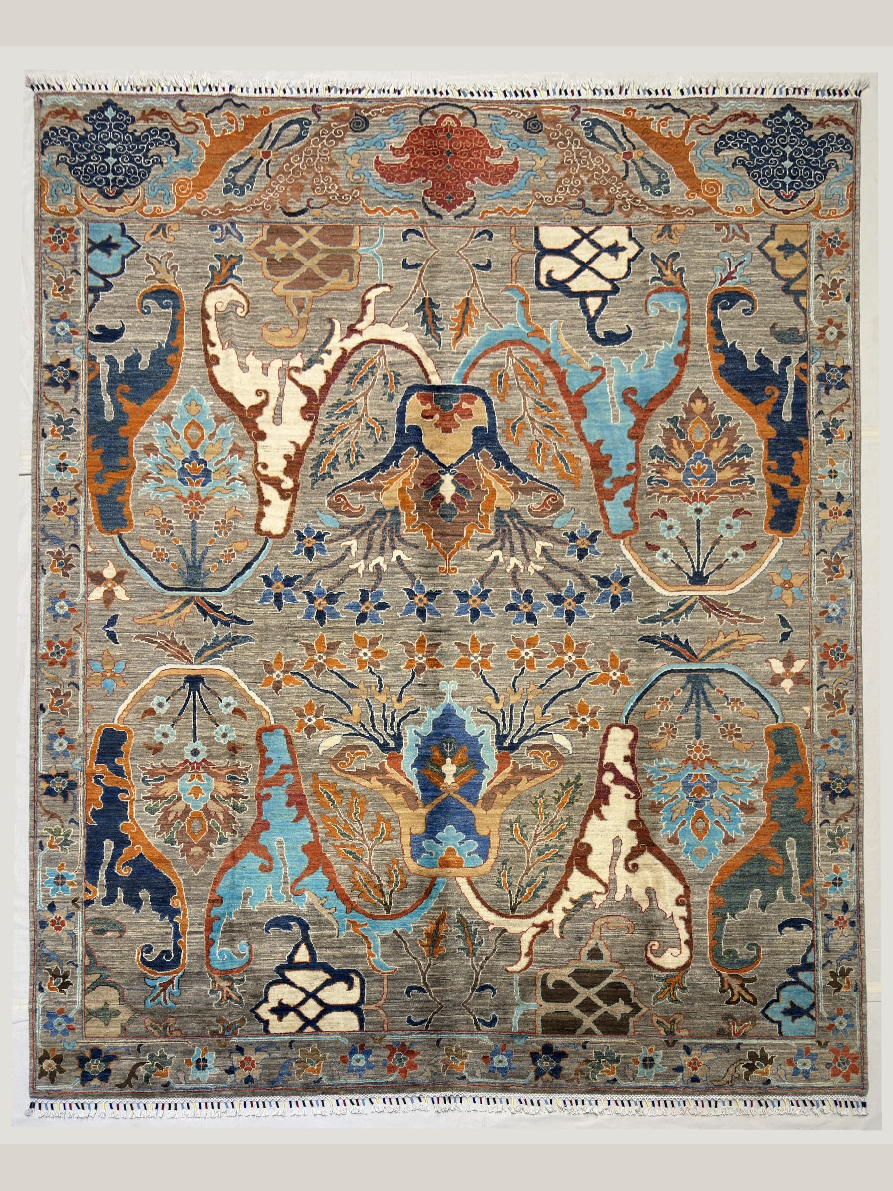 Grey Grey Afshan Hand-Knotted Wool Rug