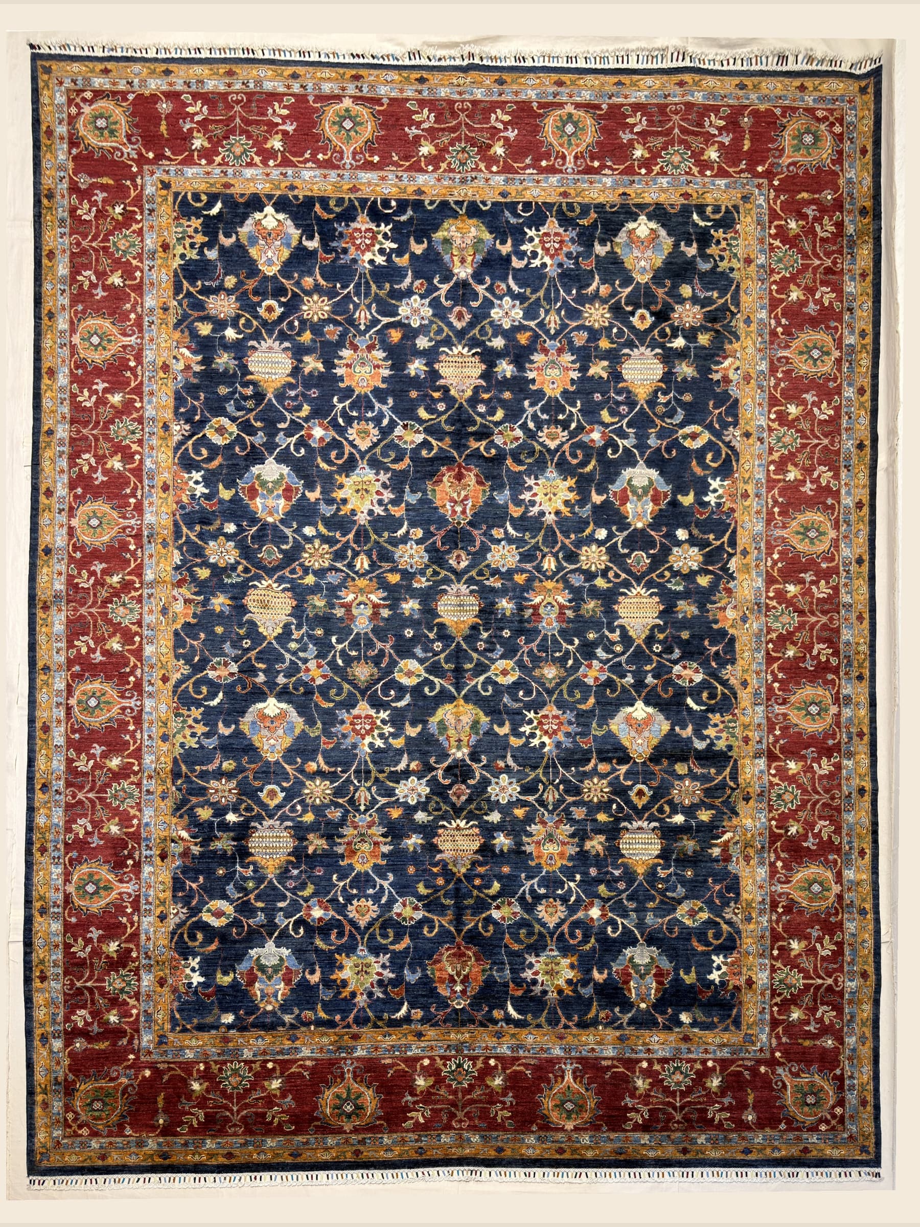 Navy Navy Ottoman Hand-Knotted Wool Rug