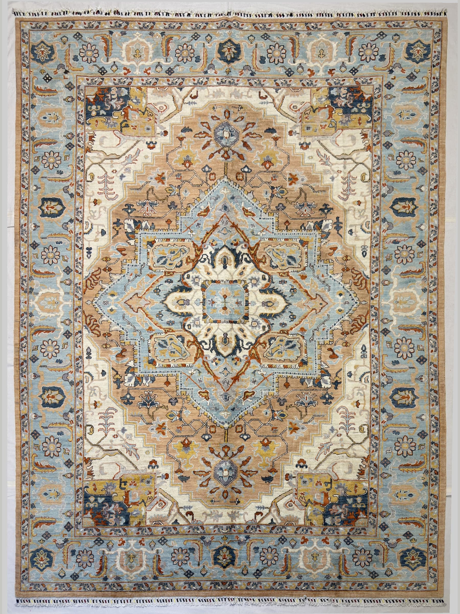 Beige Ottoman Hand-Knotted Wool Rug