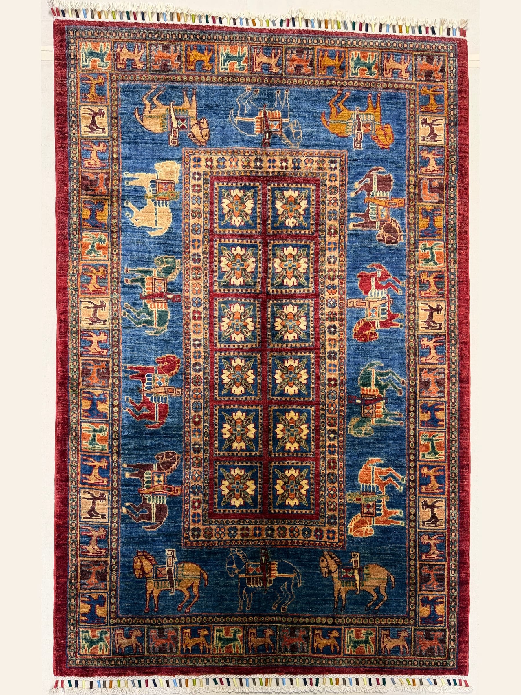 Navy Navy Pazyryk Hand-Knotted Wool Rug