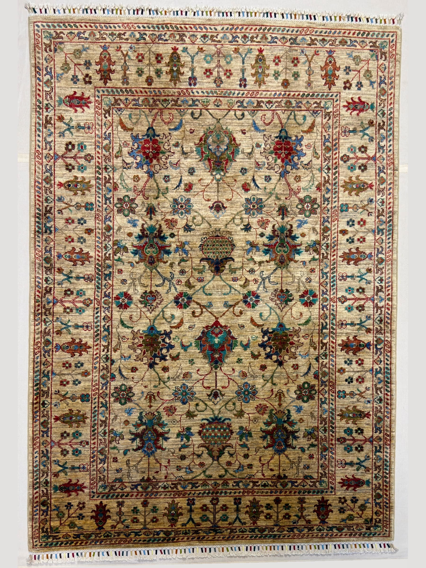 Beige Beige Sultani Hand-Knotted Wool Rug