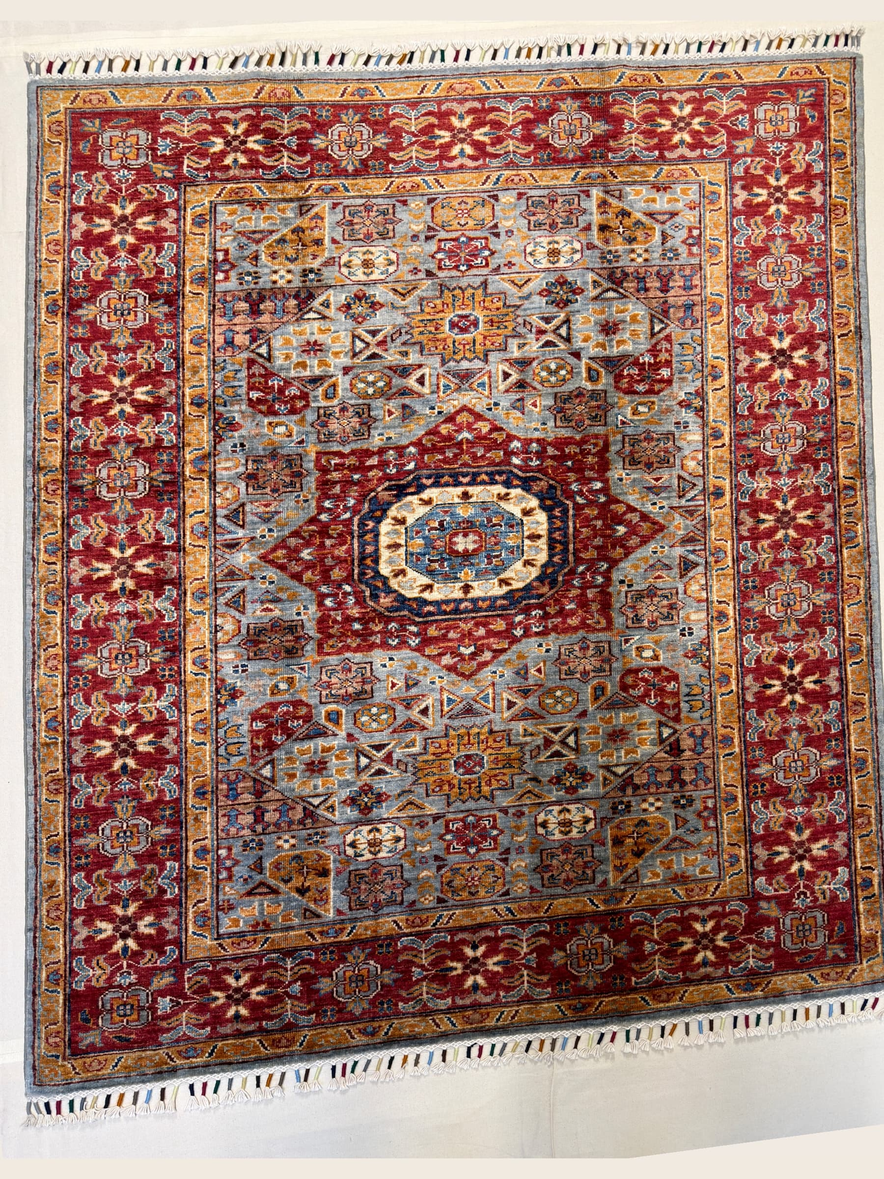 Grey Mamluk Hand-Knotted Wool Rug