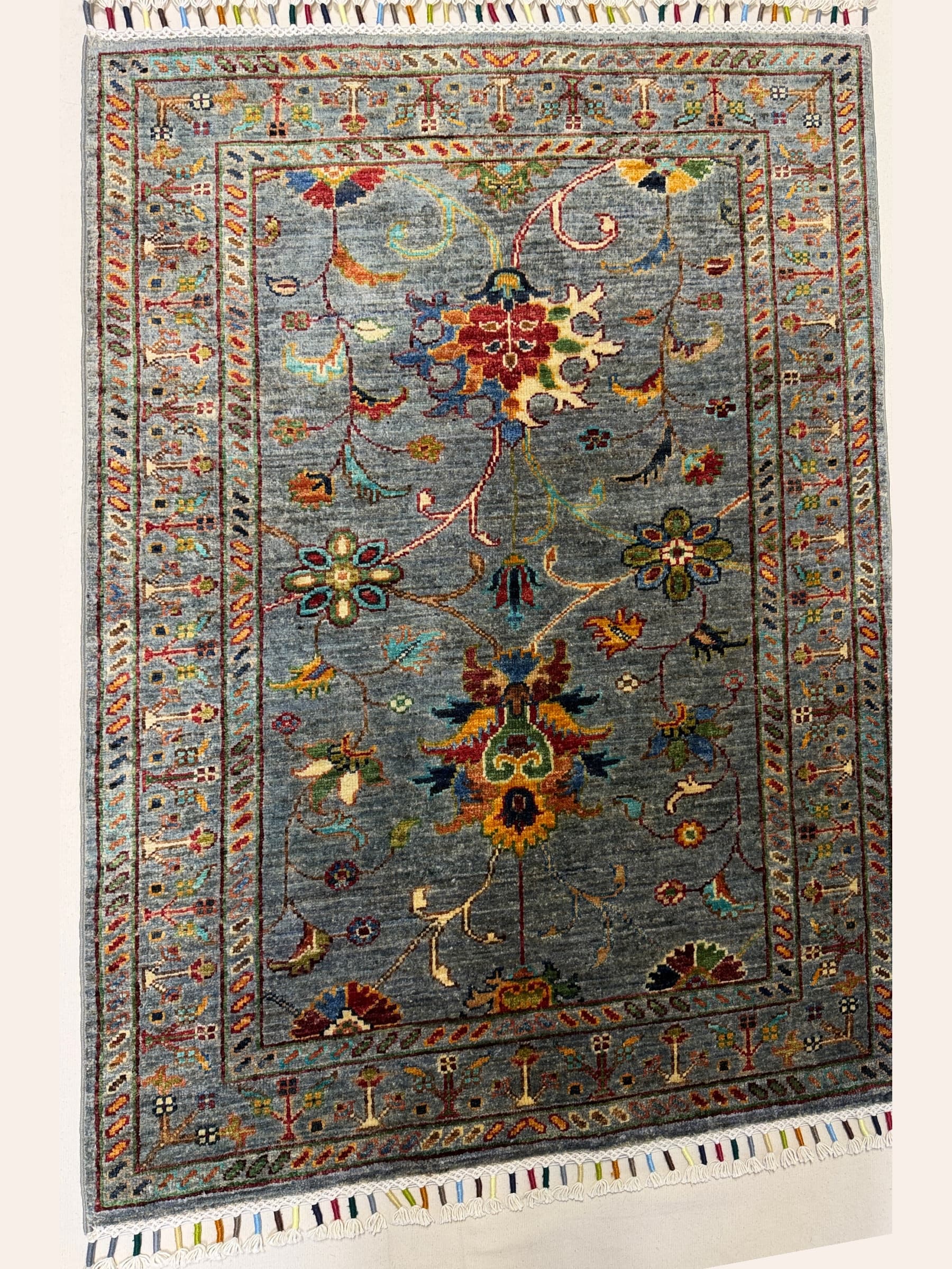 Grey Grey Sultani Hand-Knotted Wool Rug