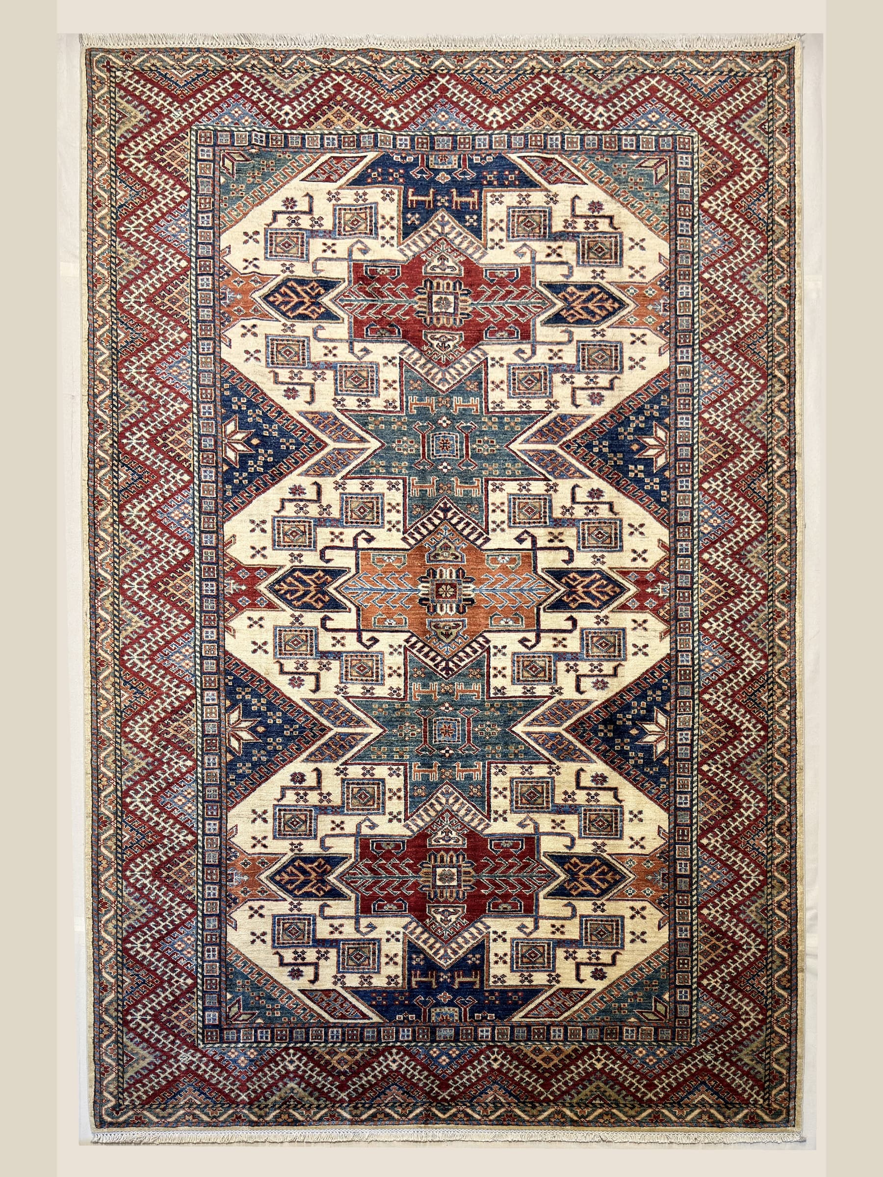 Ivory Ivory Turkmen Hand-Knotted Wool Rug