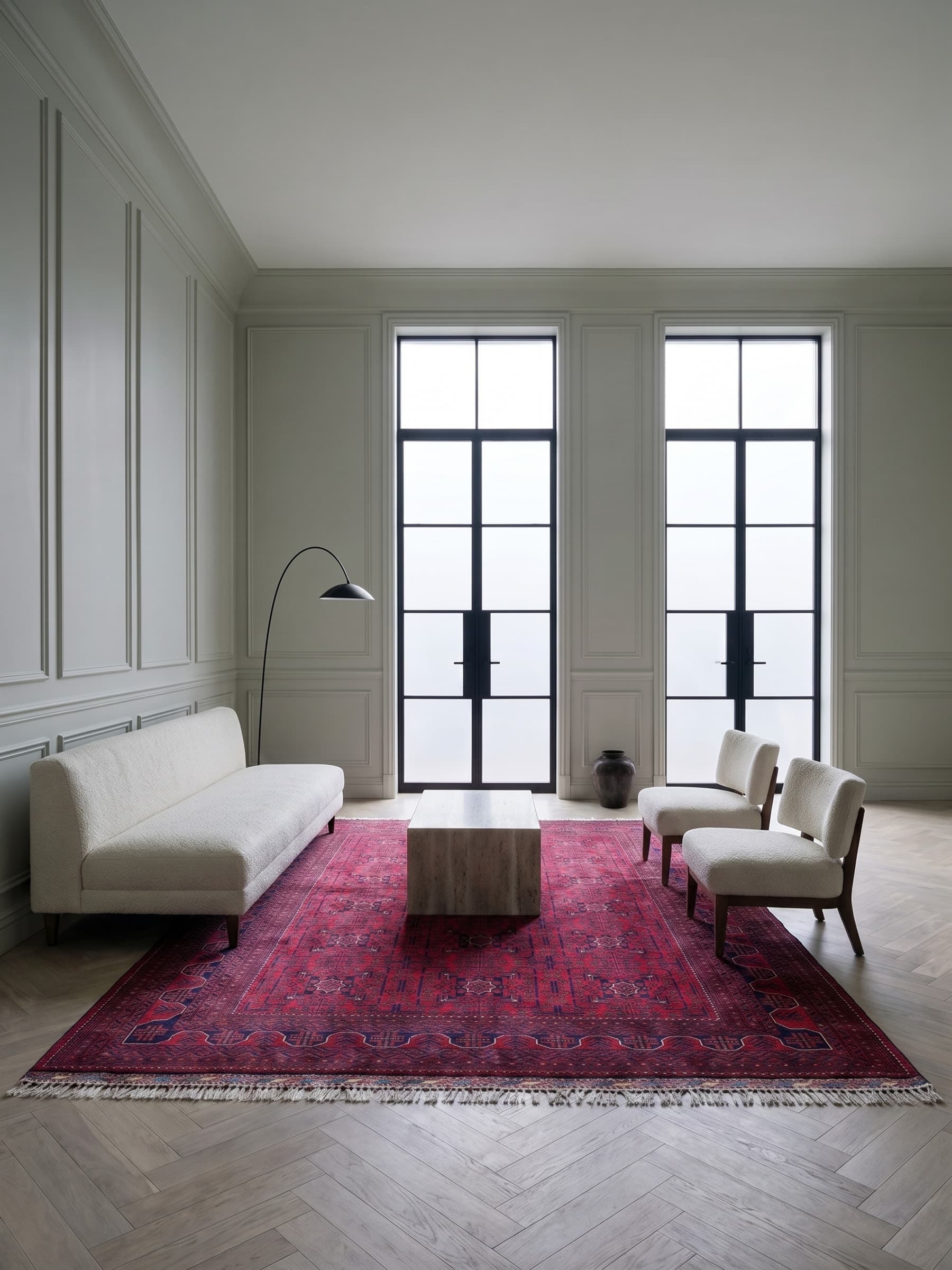 Kırmızı Hamyab El Dokuma Yün Halı — Oda görünümü