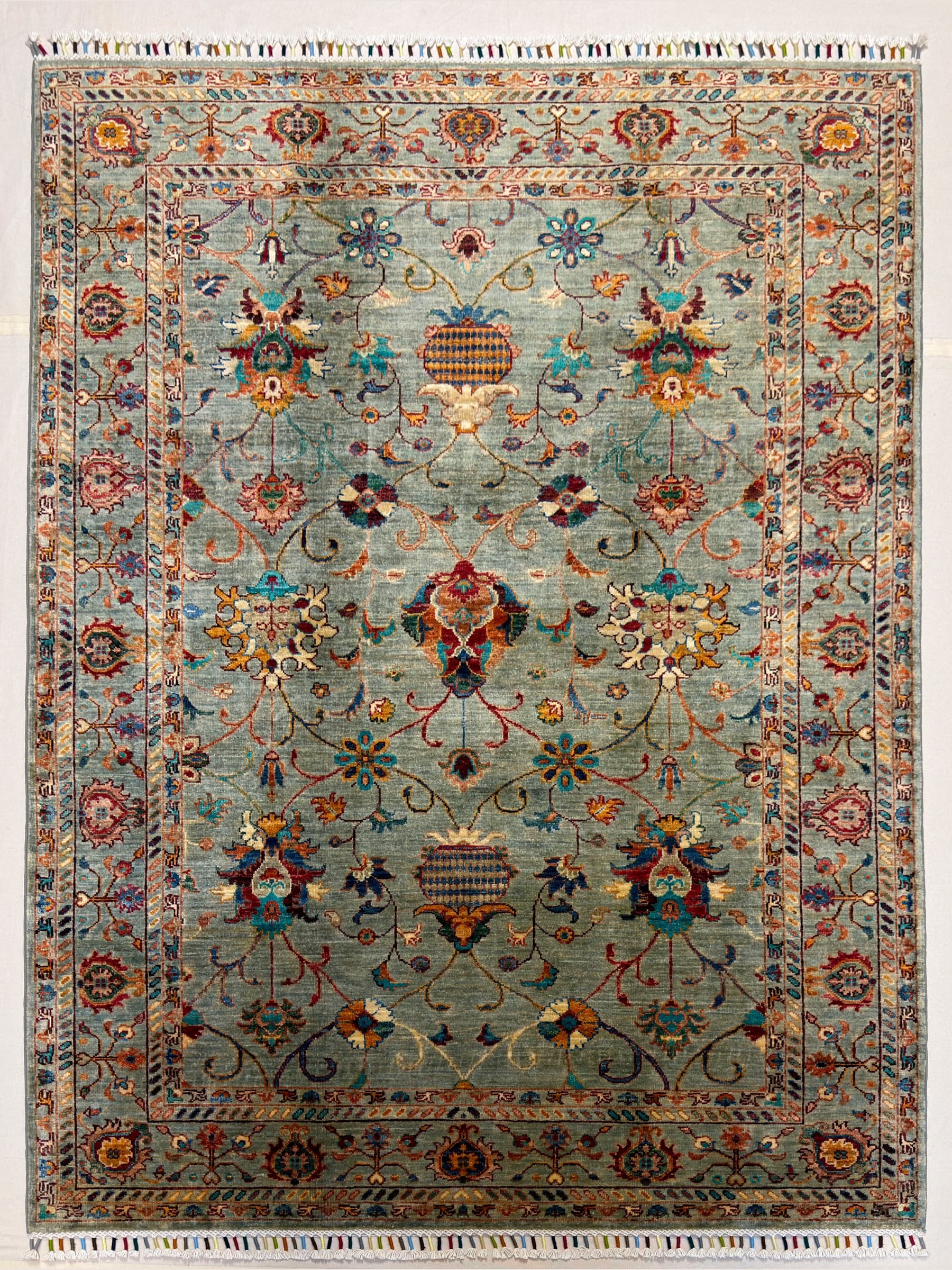 Green Green Oushak Hand-Knotted Wool Rug