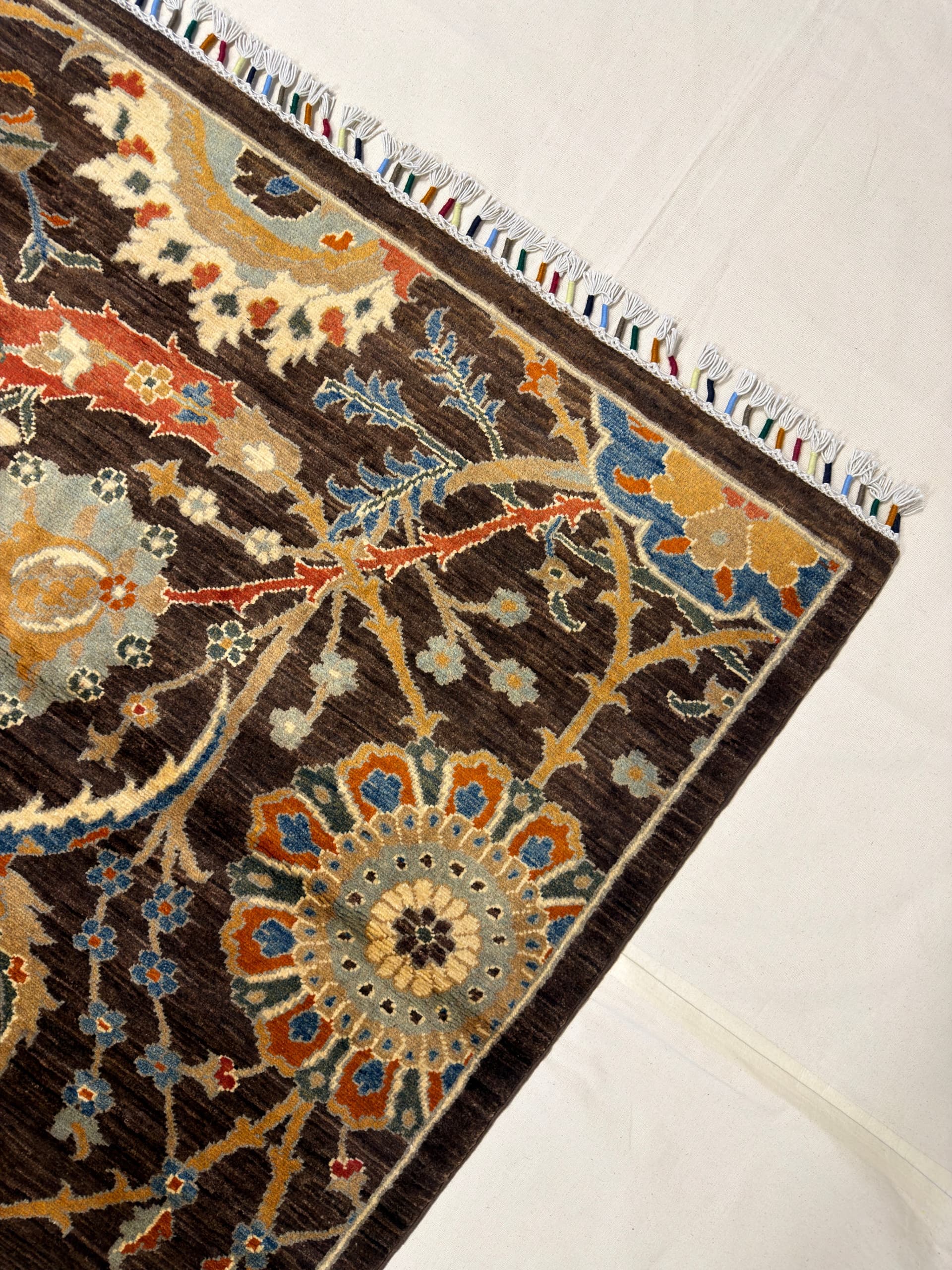 Navy Afshan Hand-Knotted Wool Rug — Detail