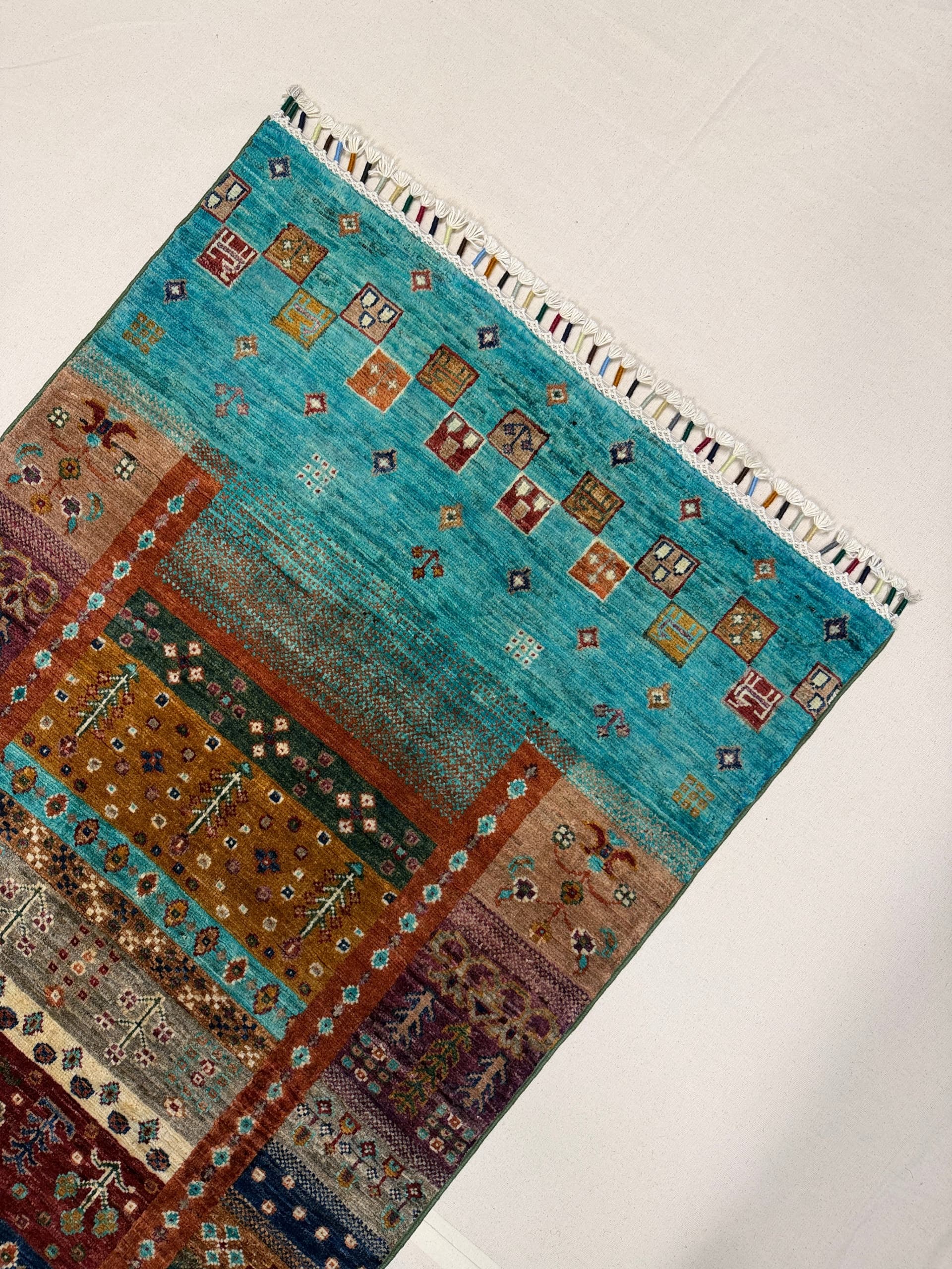 Gold Gabbeh Hand-Knotted Wool Runner — Detail