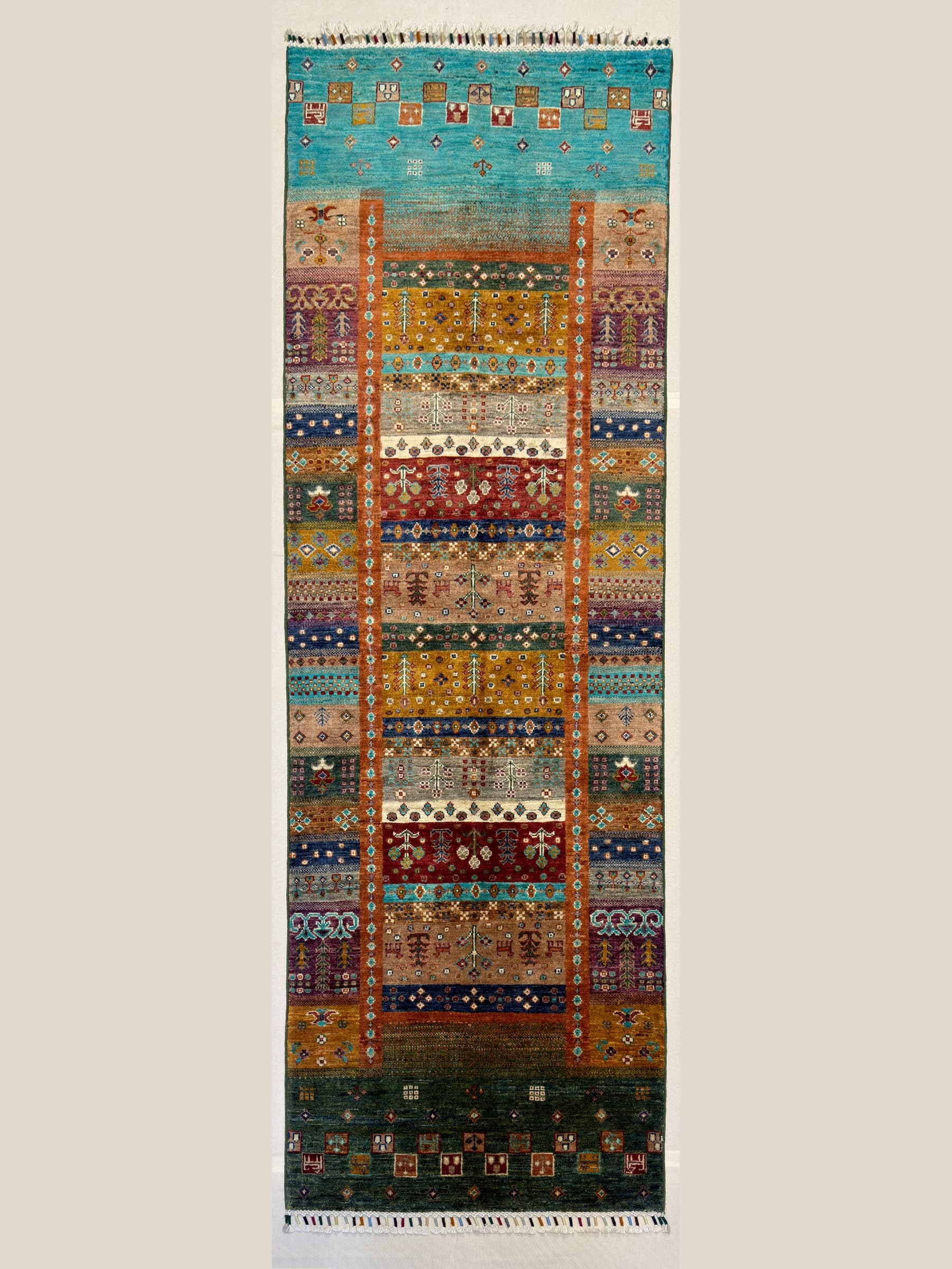 Gold Gold Gabbeh Hand-Knotted Wool Runner