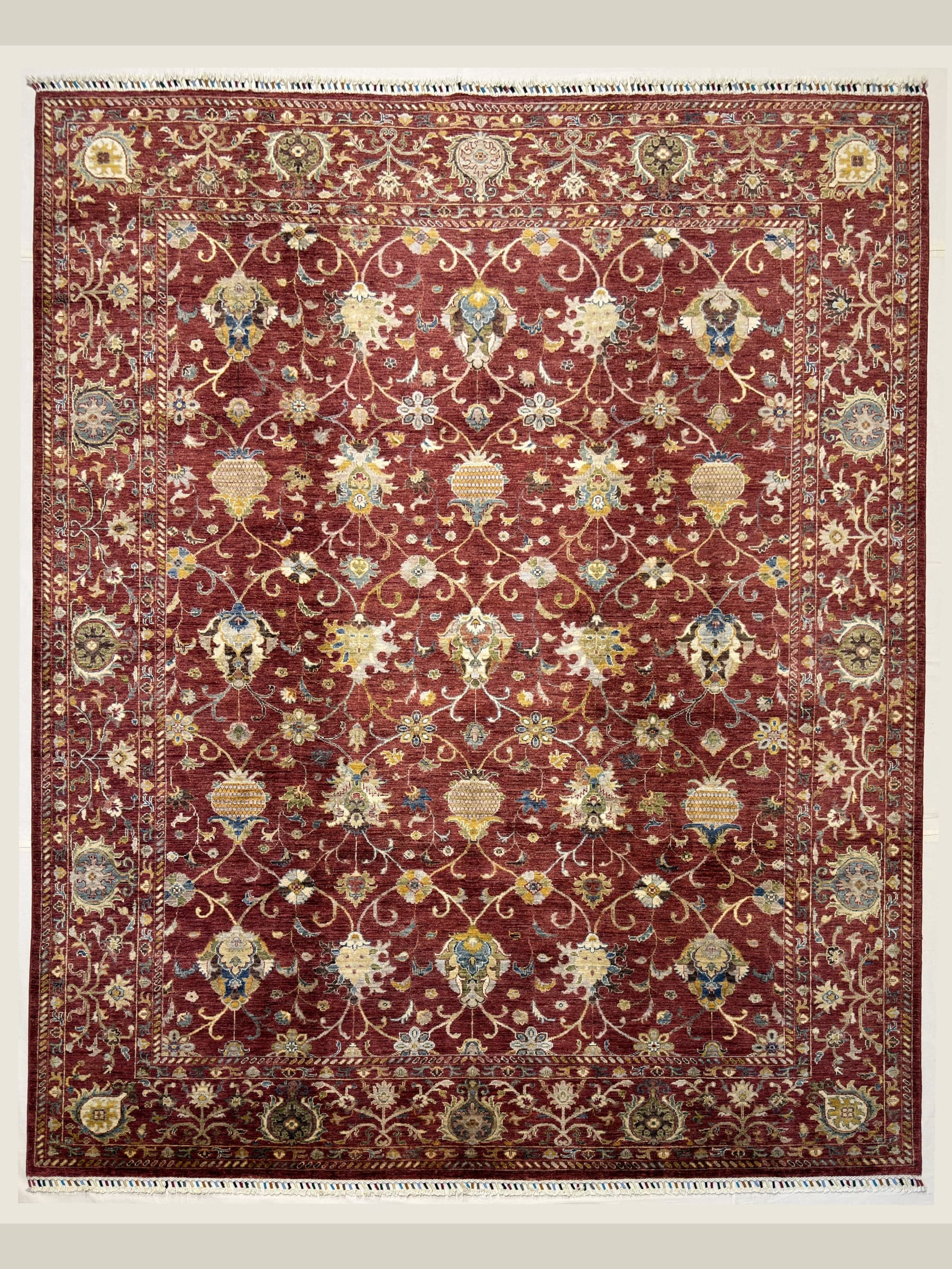 Red Red Ottoman Hand-Knotted Wool Rug