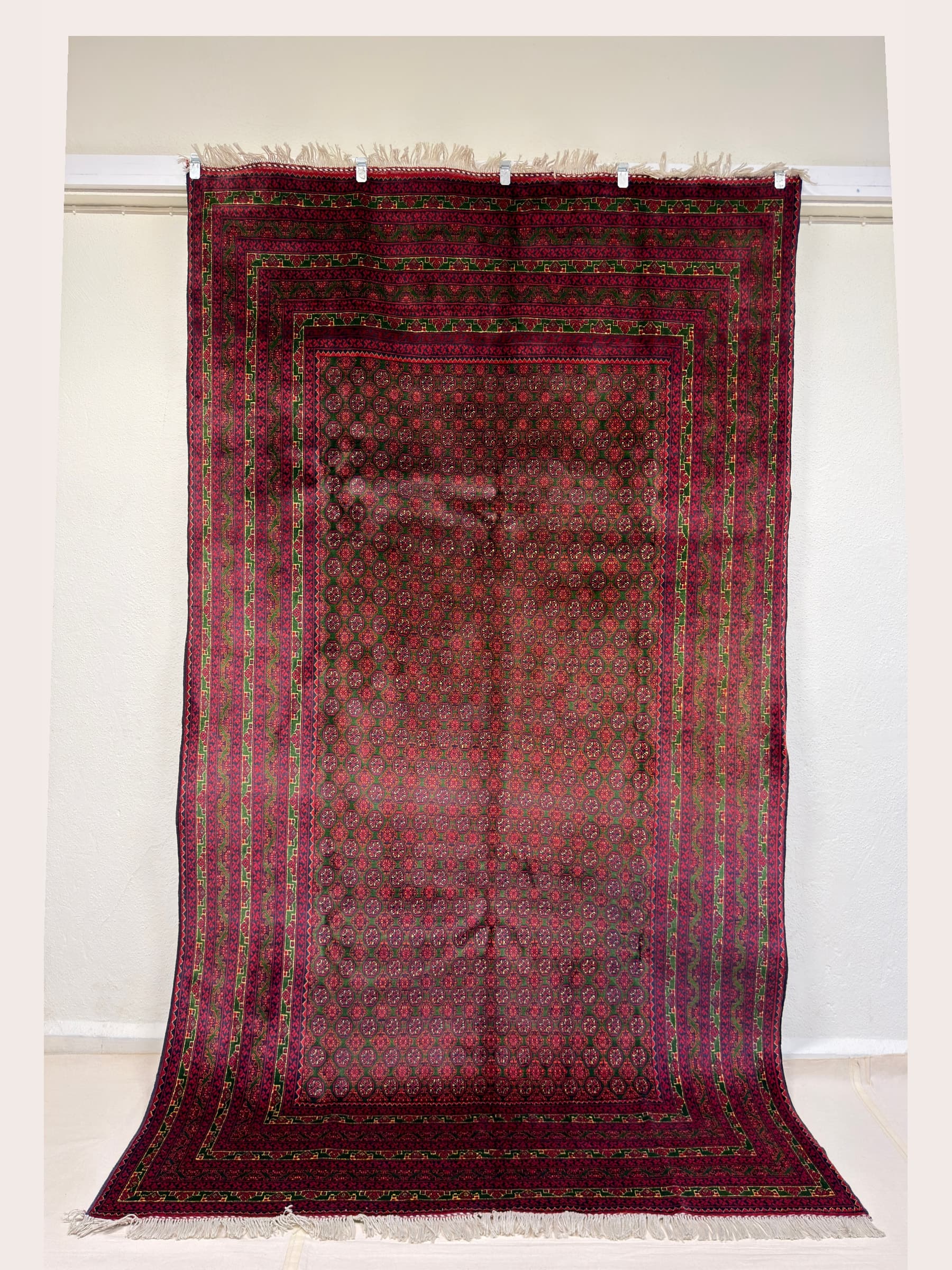 Red Red Bukhara Hand-Knotted Wool Rug