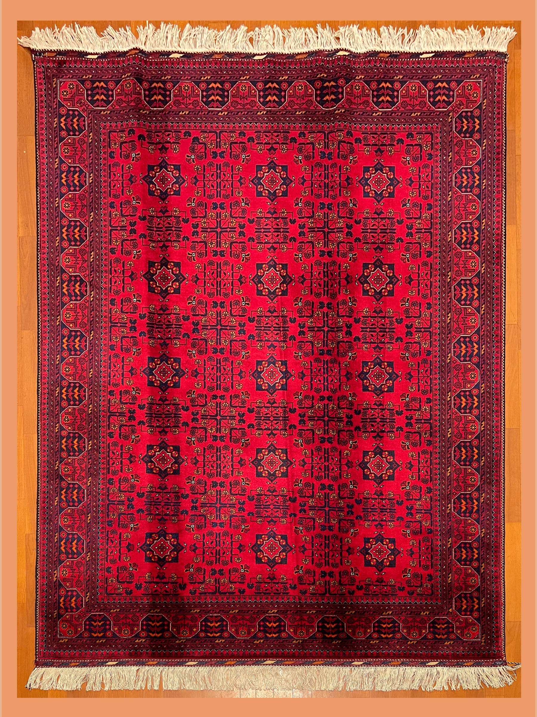 Red Red Beljik Hand-Knotted Wool Rug