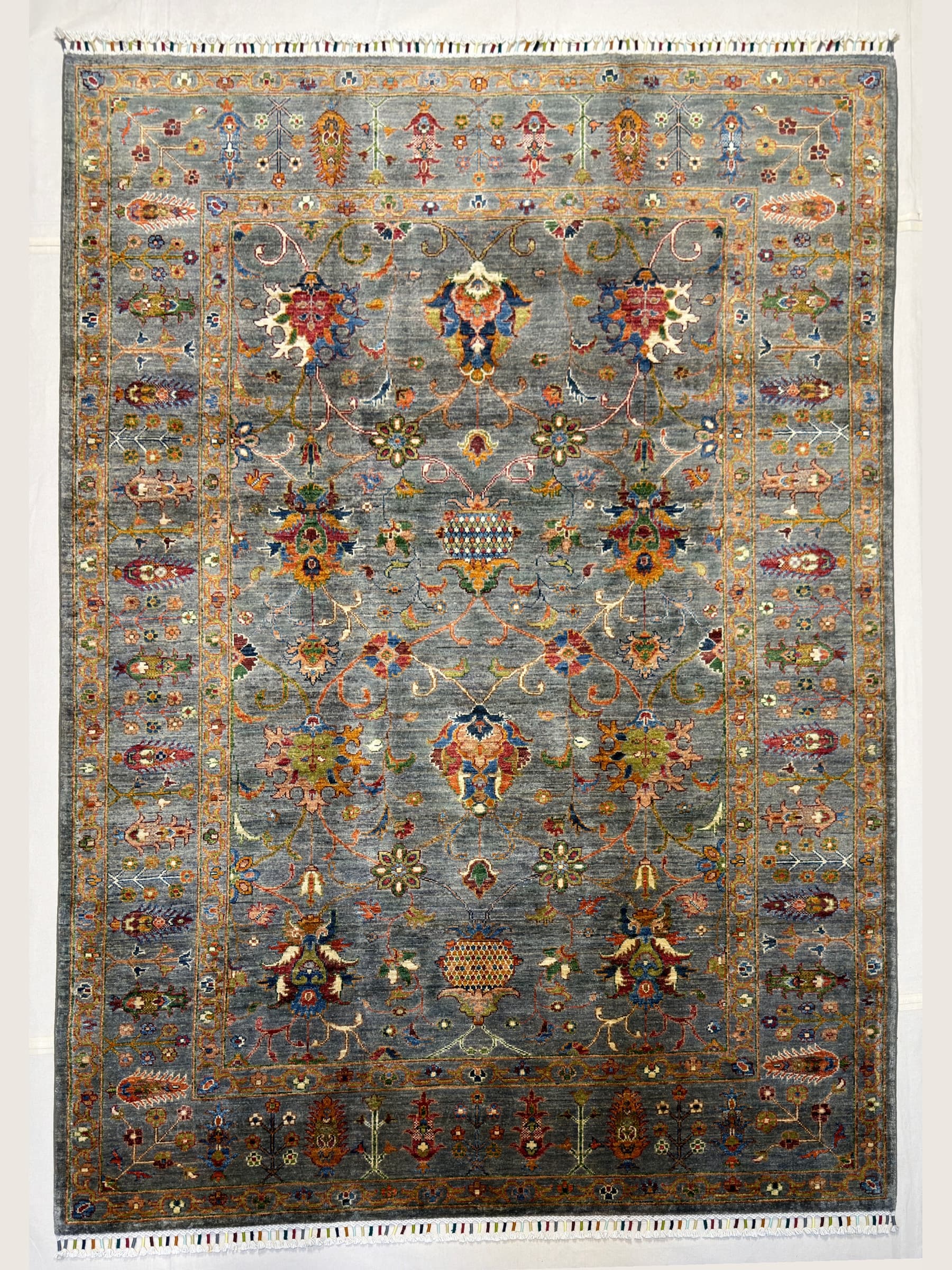 Grey Oushak Hand-Knotted Wool Rug