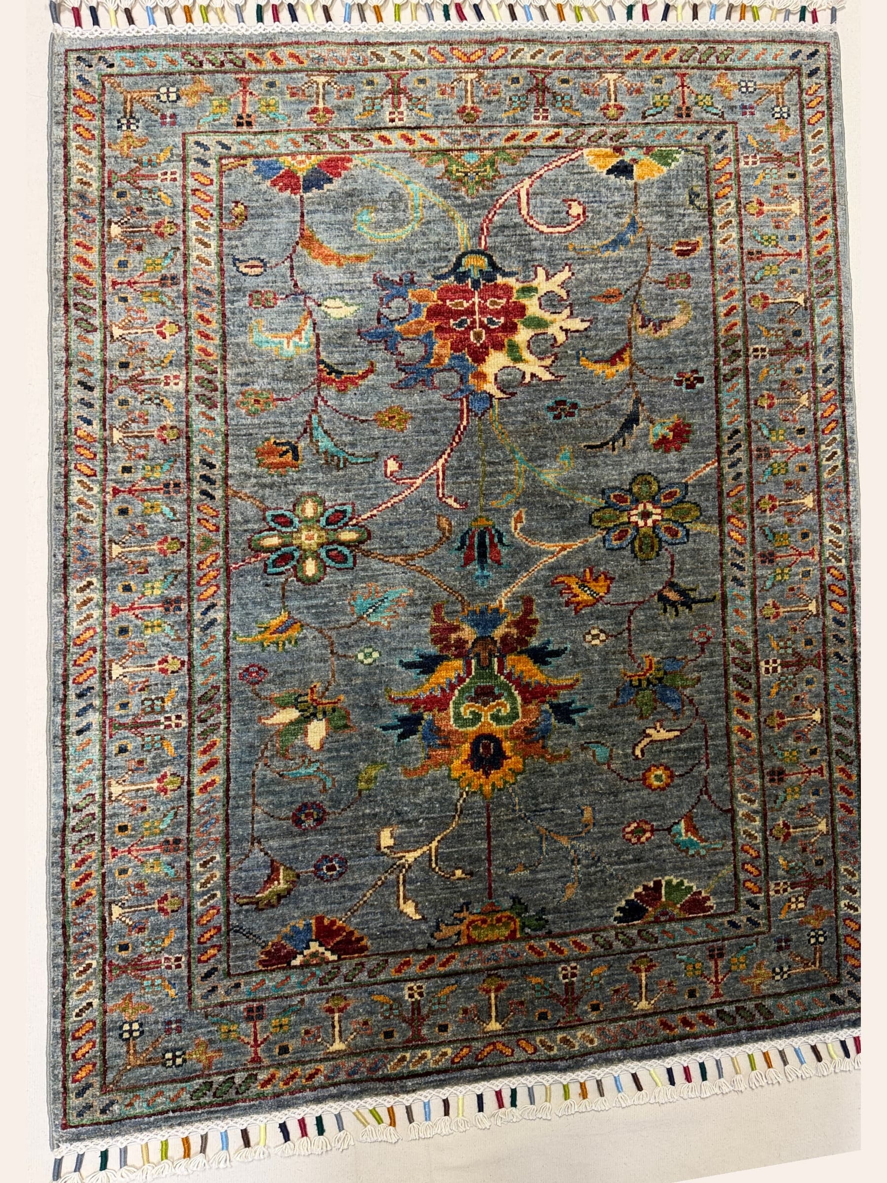 Grey Grey Sultani Hand-Knotted Wool Rug
