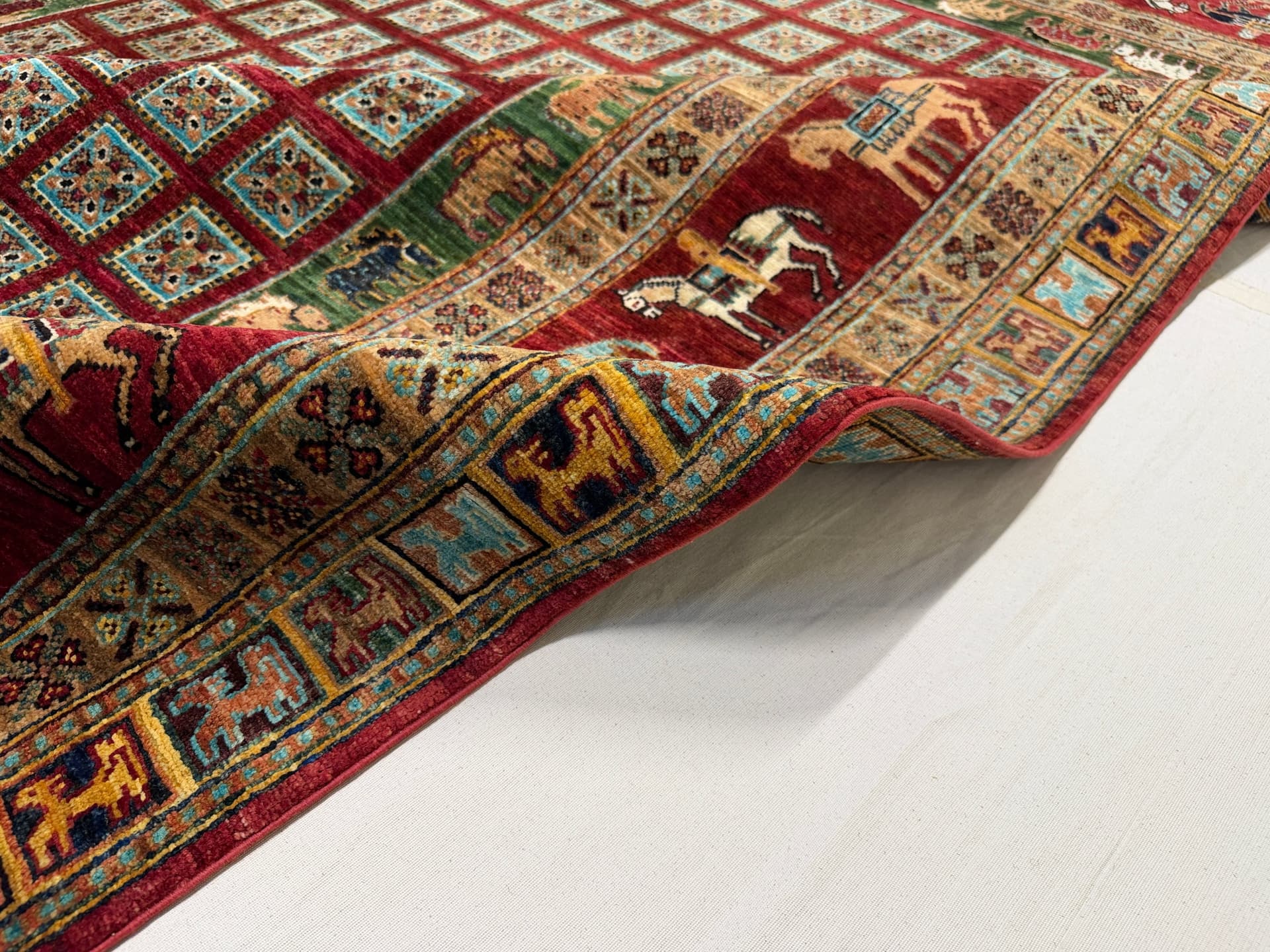 Red Red Pazyryk Hand-Knotted Wool Rug