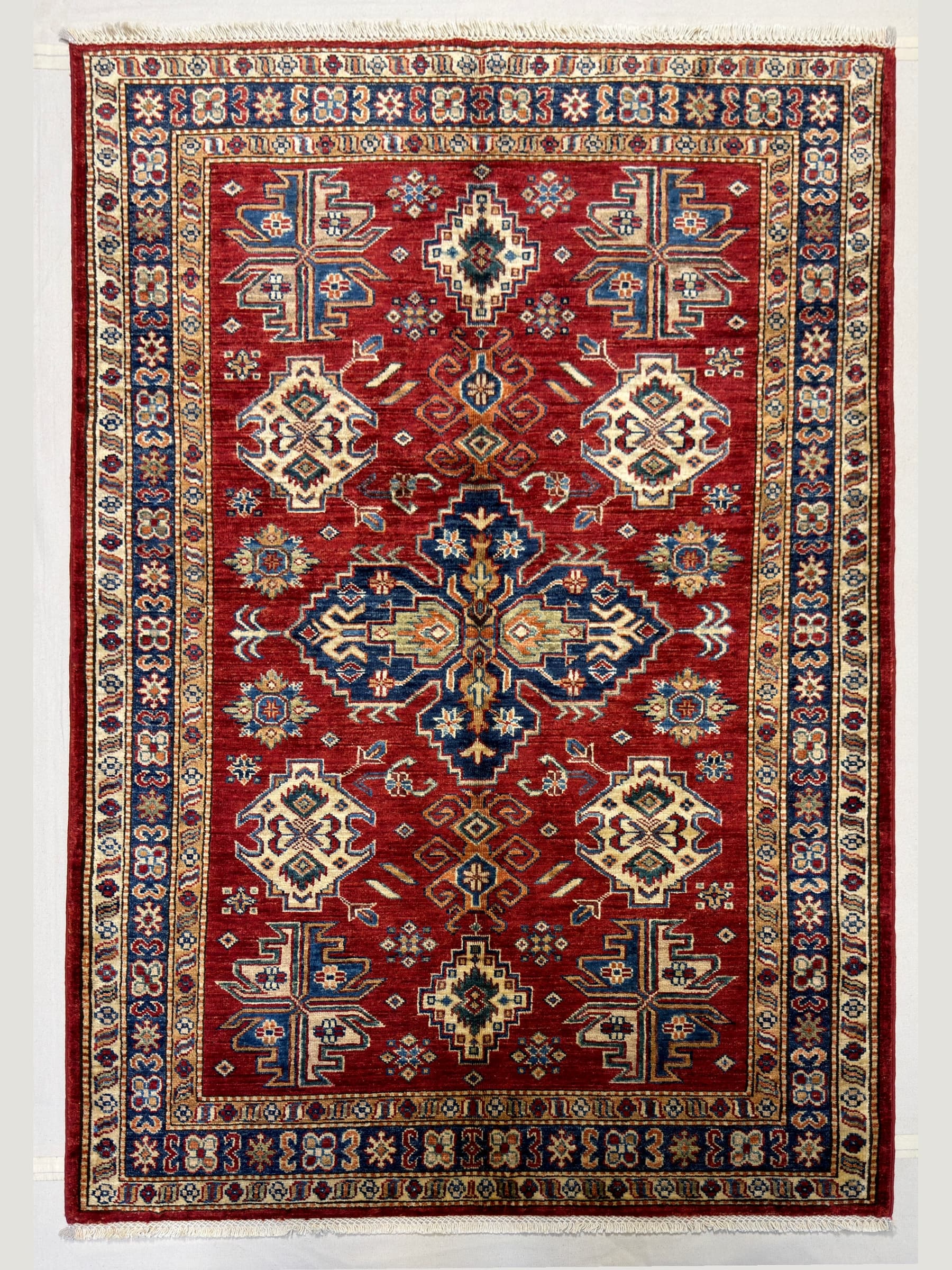 Red Red Turkmen Hand-Knotted Wool Rug
