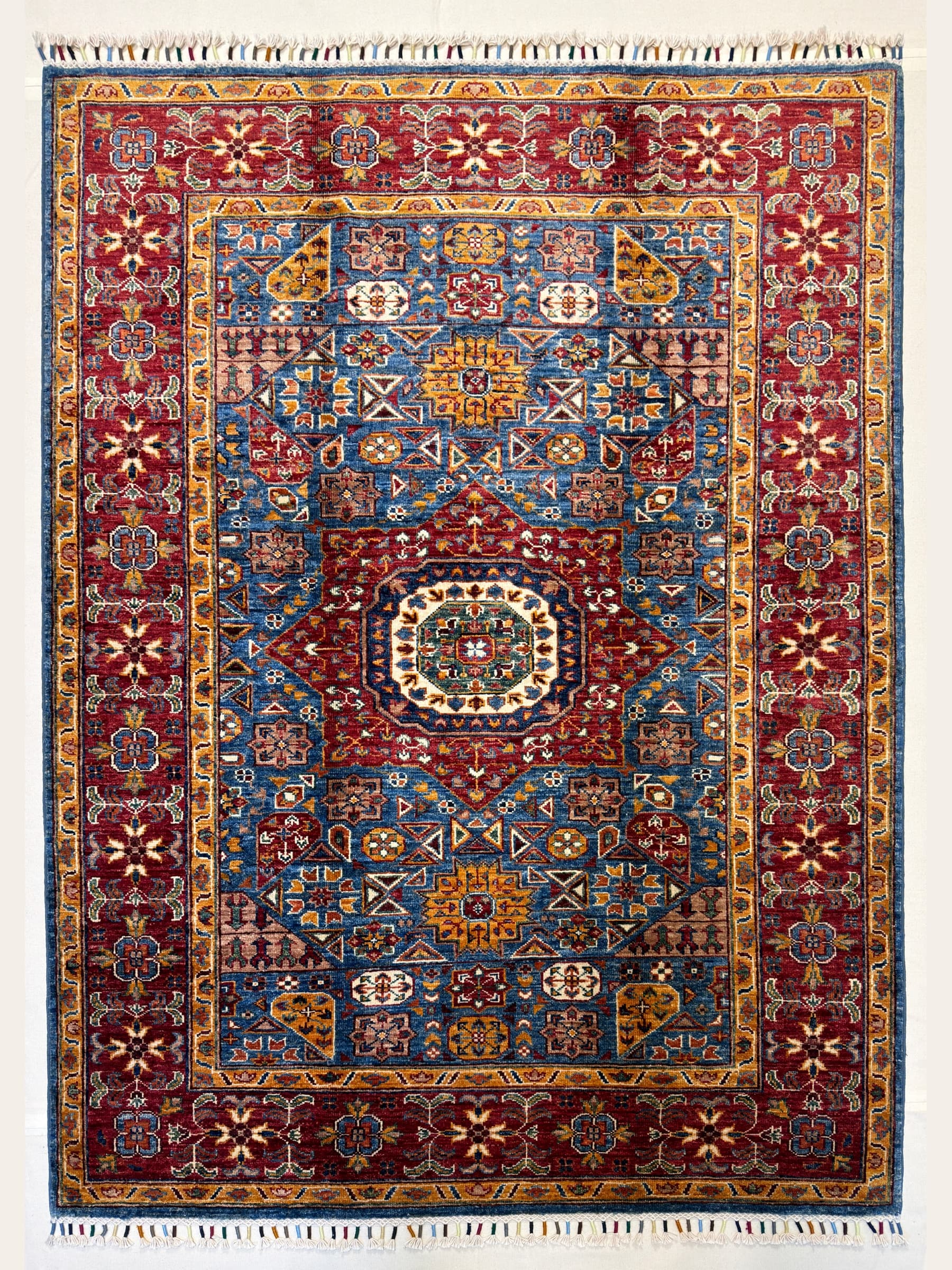 Navy Mamluk Hand-Knotted Wool Rug